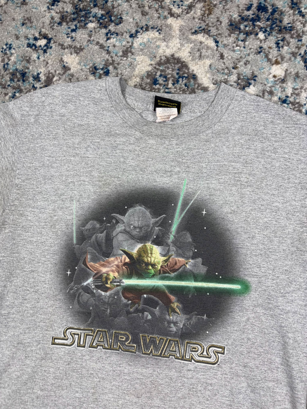 Vintage Star Wars Yoda Character Graphic Movie Promo T-Shirt Size YOUTH Large