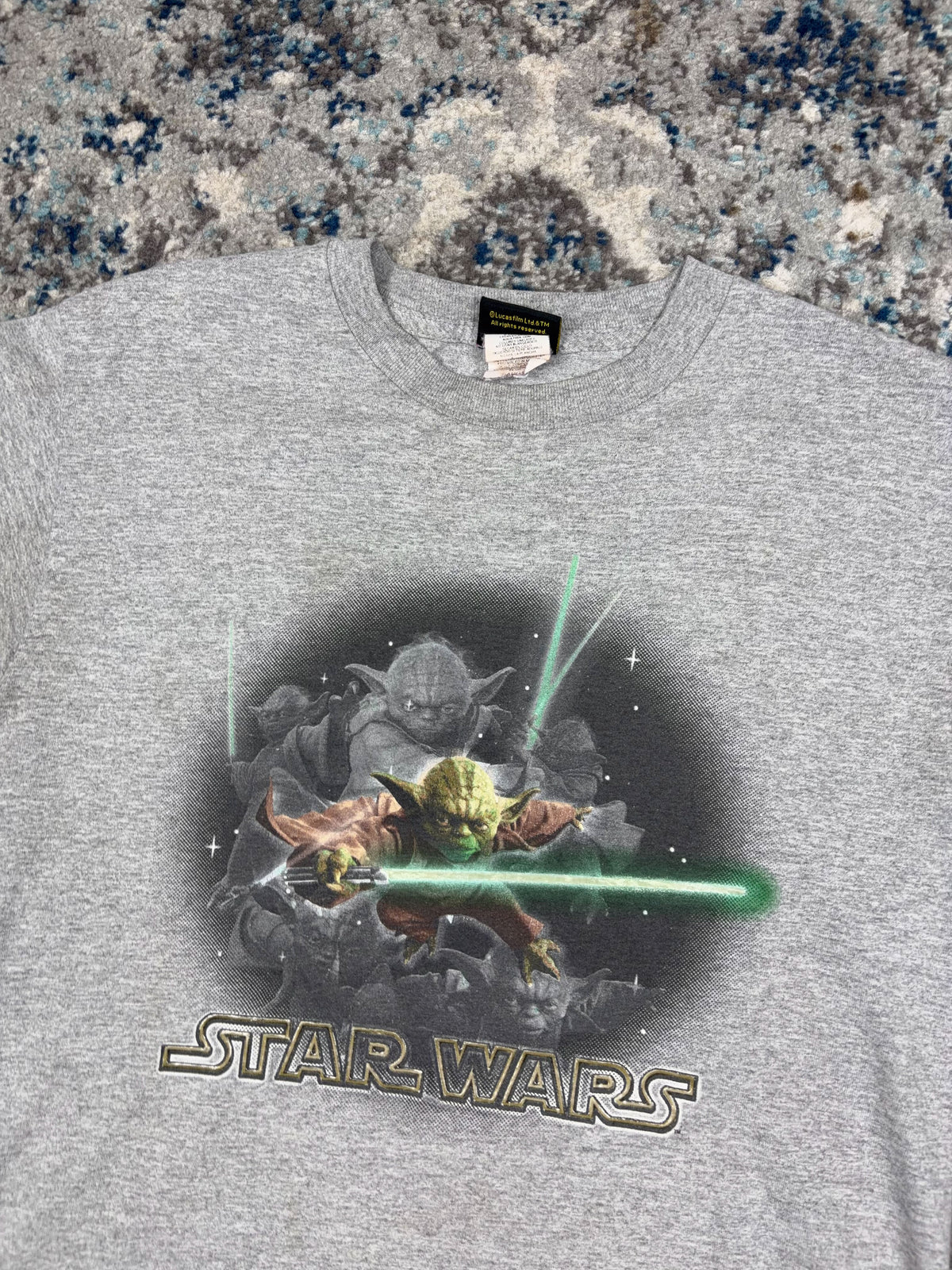 Vintage Star Wars Yoda Character Graphic Movie Promo T-Shirt Size YOUTH Large
