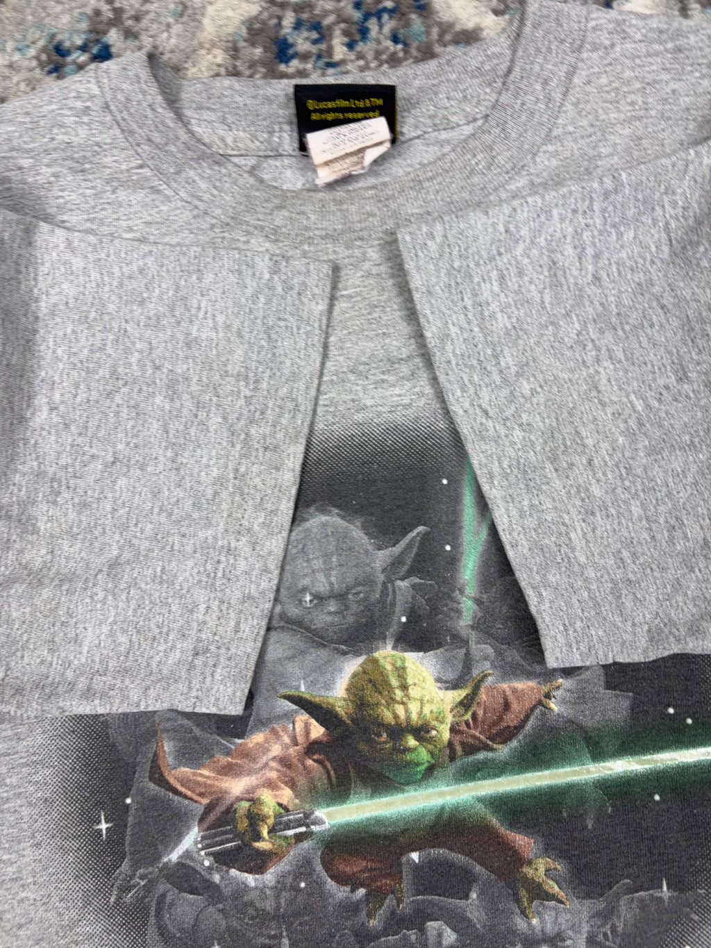 Vintage Star Wars Yoda Character Graphic Movie Promo T-Shirt Size YOUTH Large
