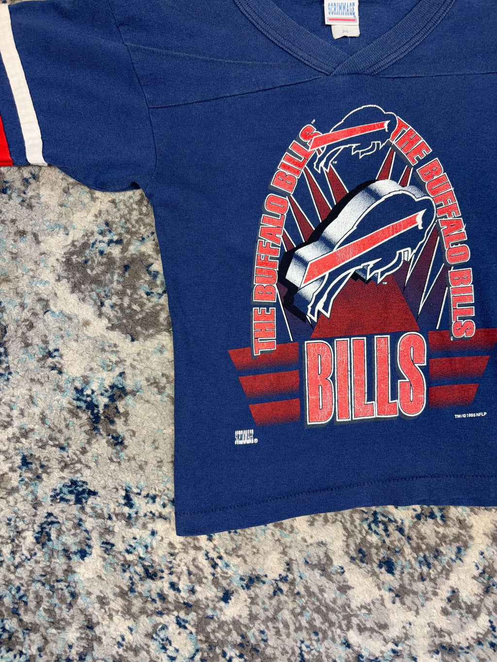 Vintage 1995 Buffalo Bills NFL Logo Graphic Jersey T-Shirt Size YOUTH S8