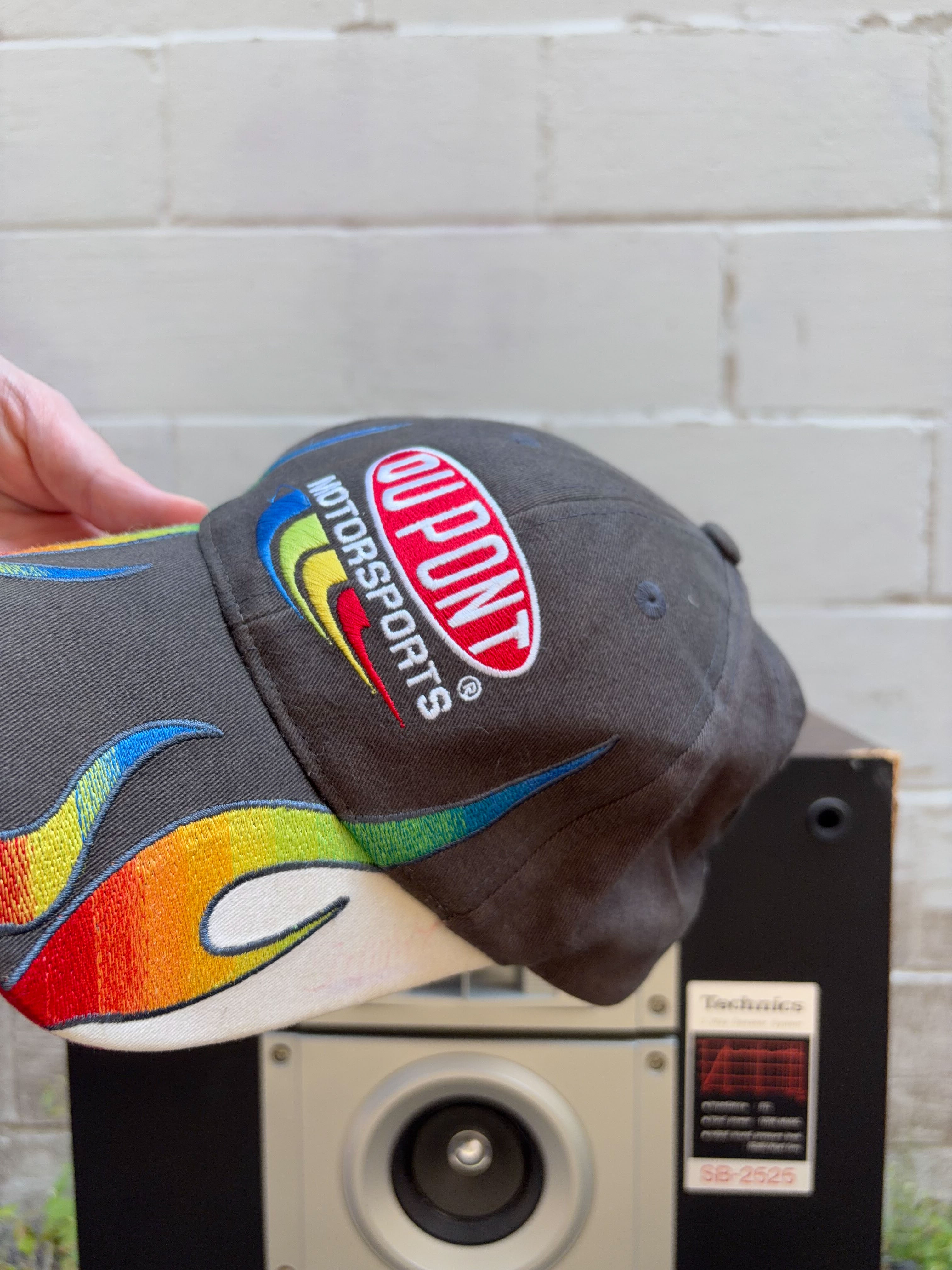 Vintage Jeff Gordon #24 Nascar Dupont Motorsports Embroidered Flame Strapback Hat OSFA