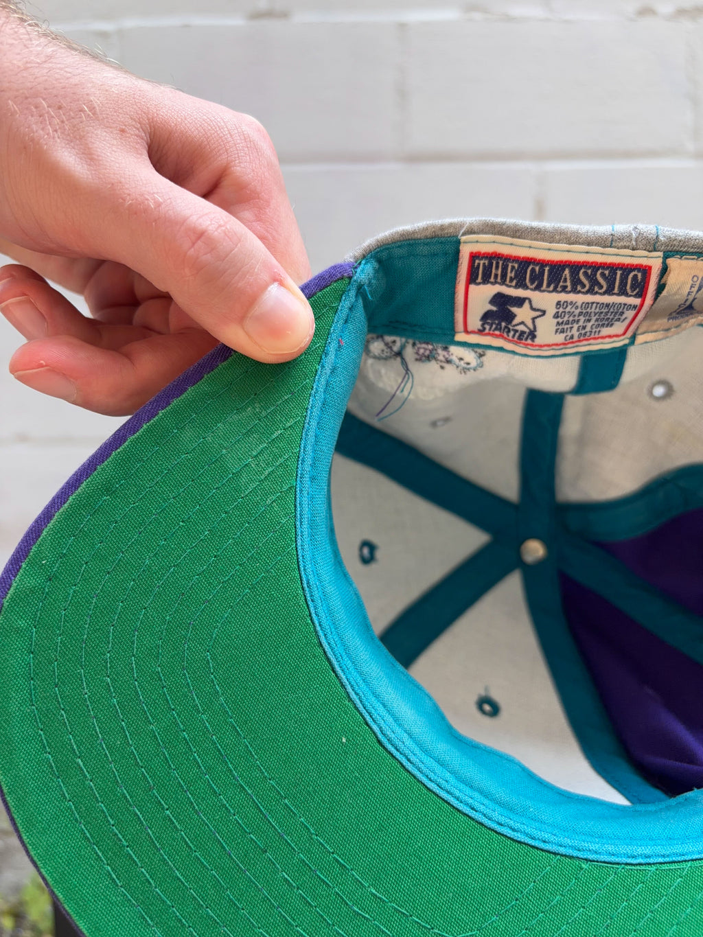 Vintage 90s Charlotte Hornets NBA Embroidered Logo Starter Snapback Hat OSFA