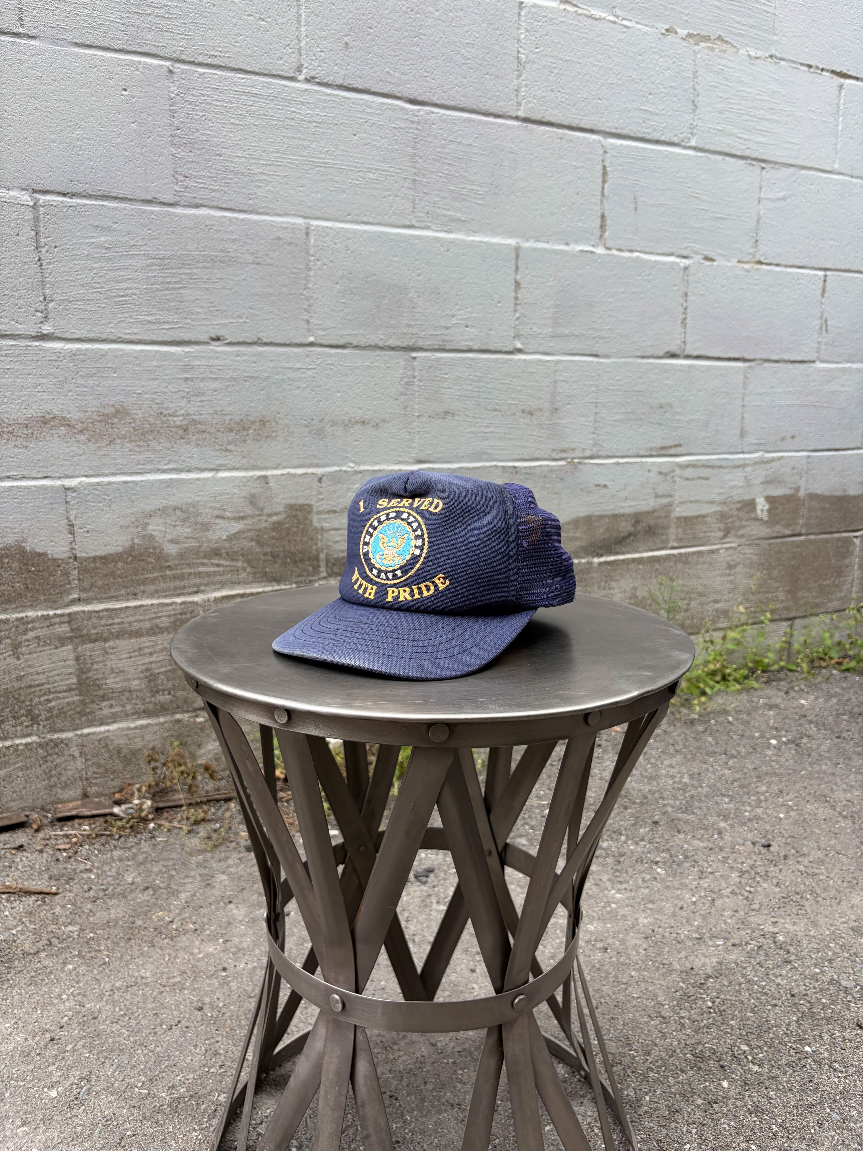 Vintage 80s/90s U.S. Navy I Served With Pride Trucker Snapback Hat OSFA
