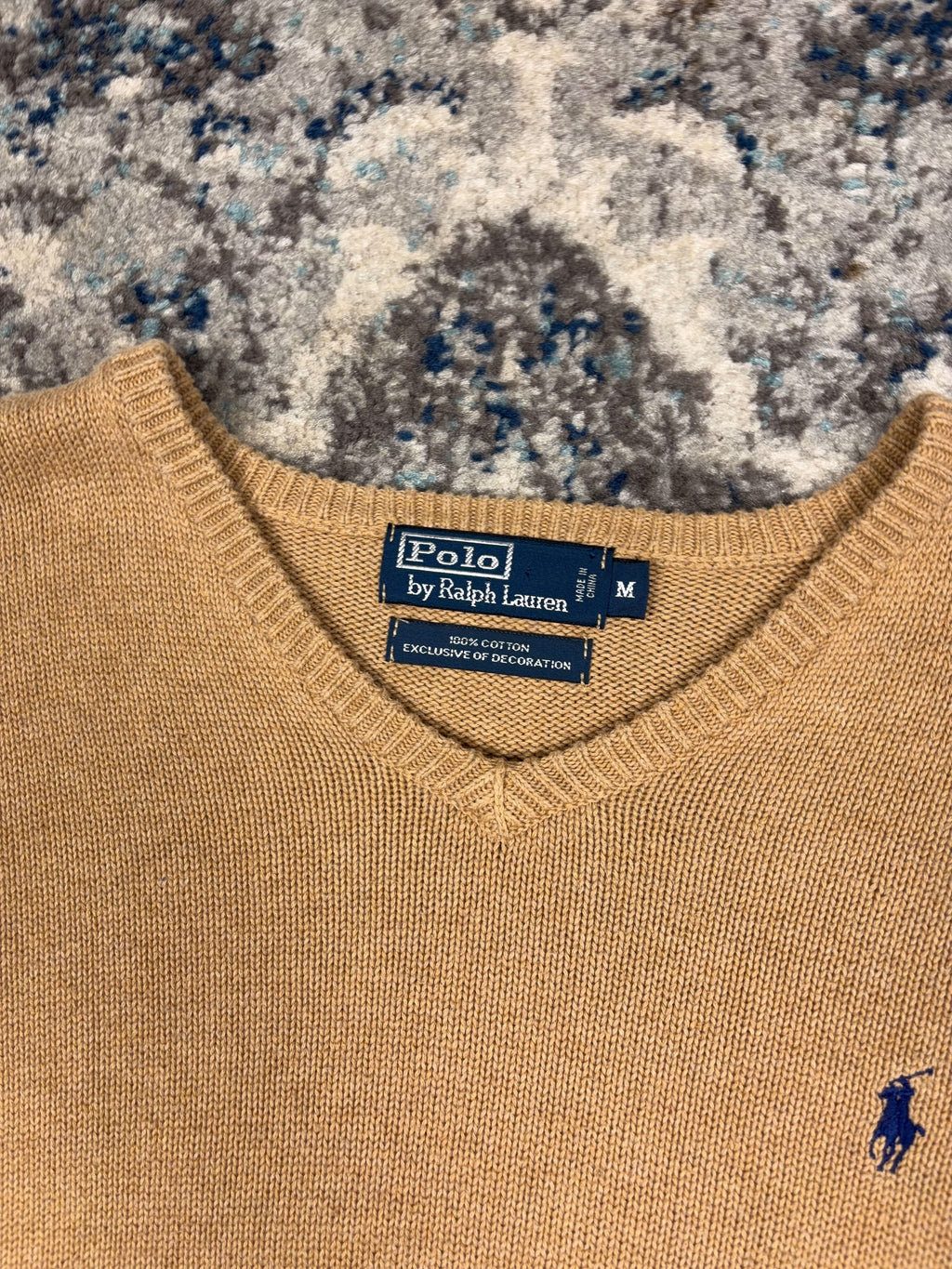 Vintage Polo Ralph Lauren Embroidered Pony V-Neck Knit Sweater Size Medium