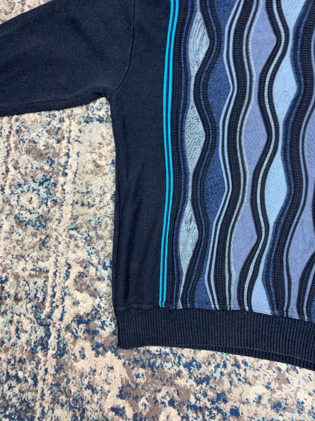 Vintage Tosani Canada Textured Wave Pattern Knit Sweater Size XL