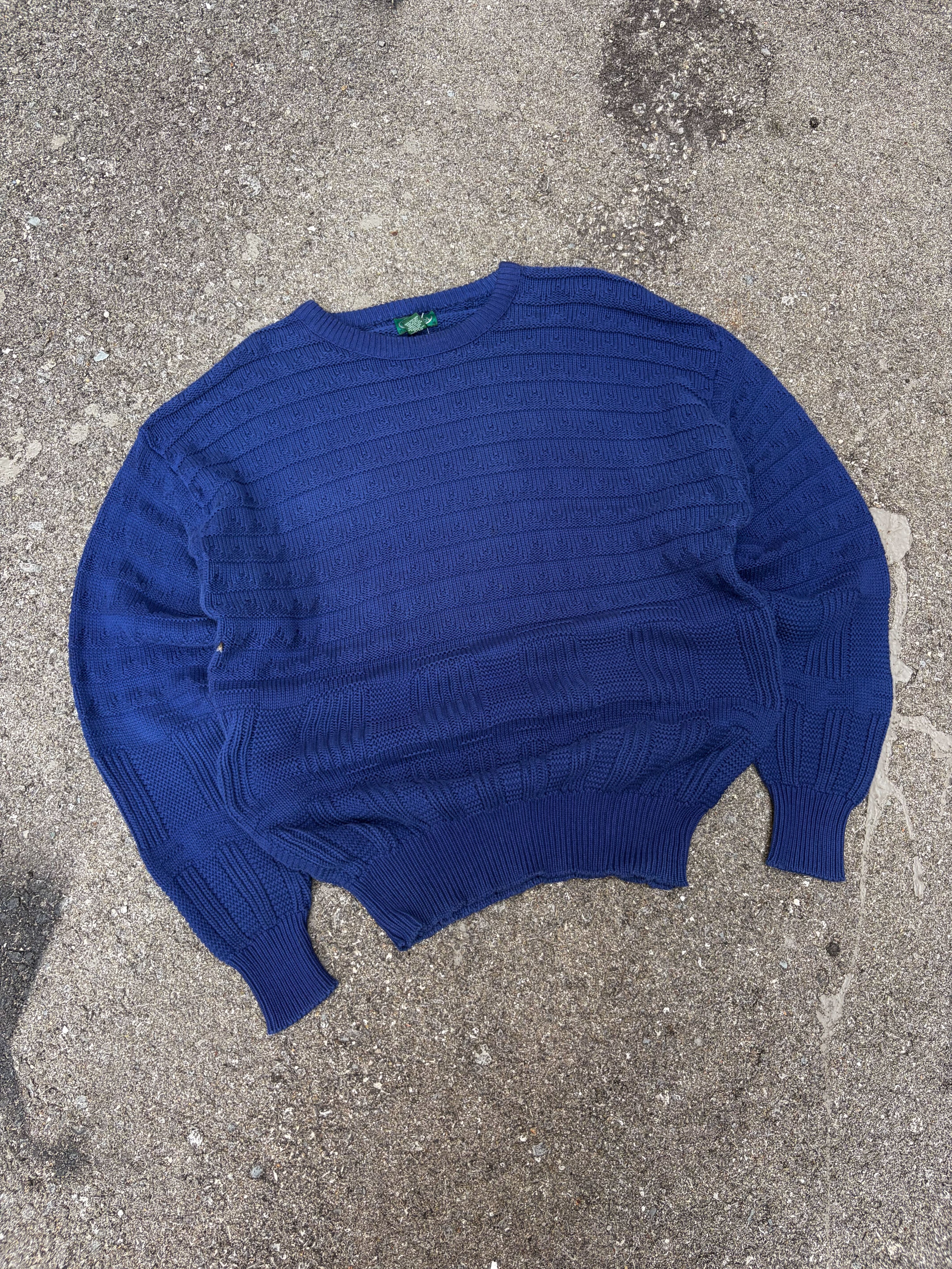 Vintage IZOD Textured Stripe Pattern Pullover Knit Sweater Size Large