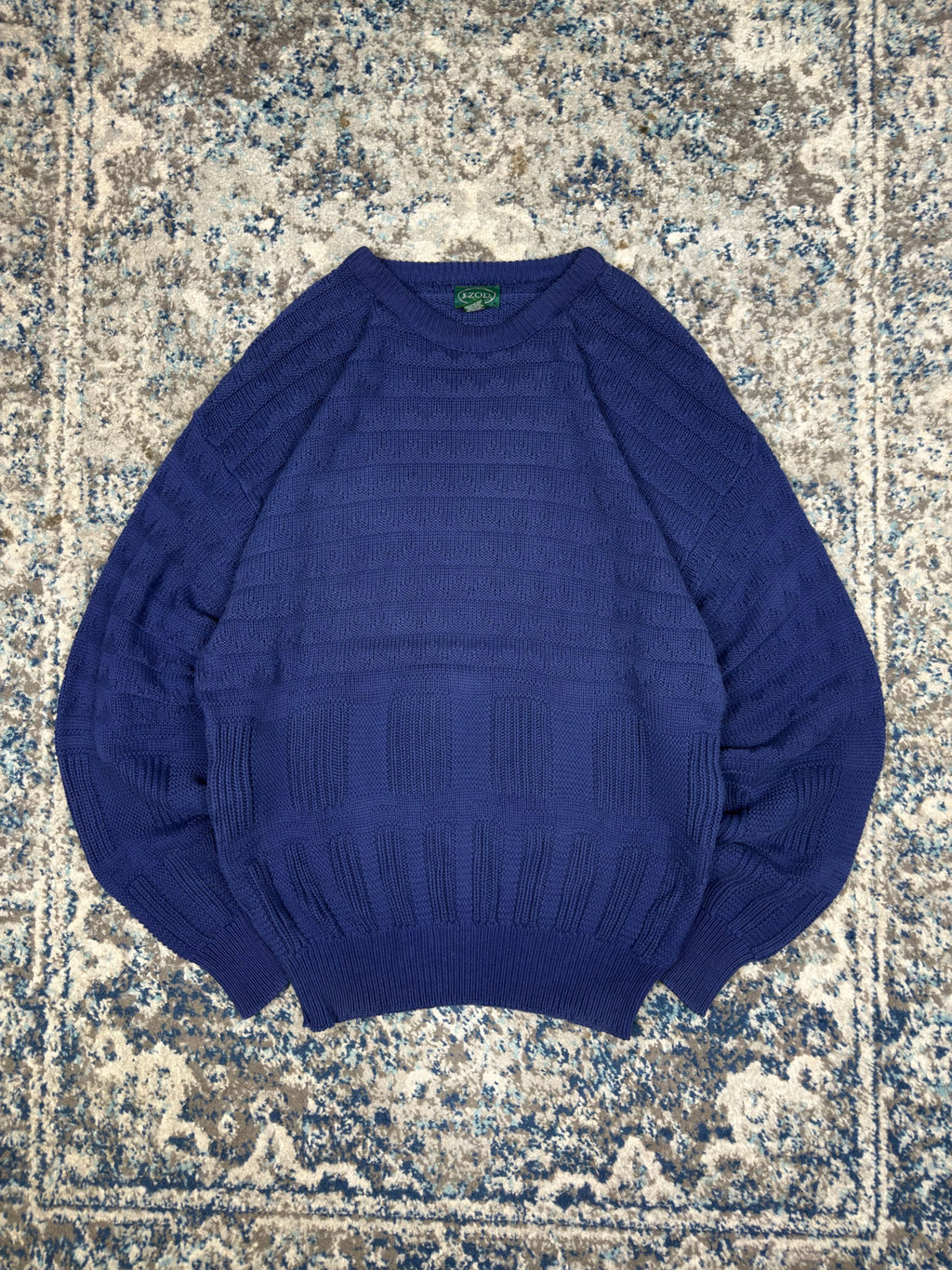 Vintage IZOD Textured Stripe Pattern Pullover Knit Sweater Size Large