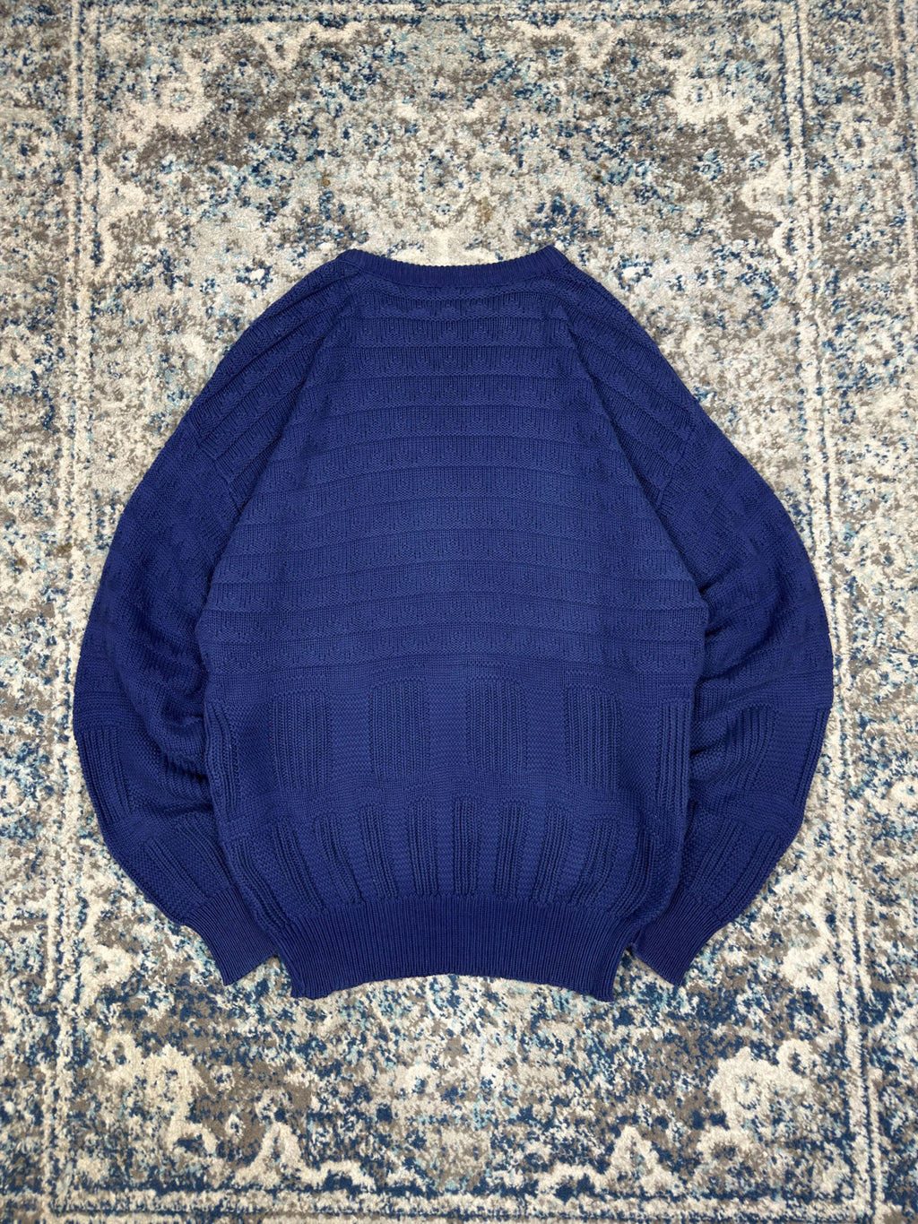 Vintage IZOD Textured Stripe Pattern Pullover Knit Sweater Size Large