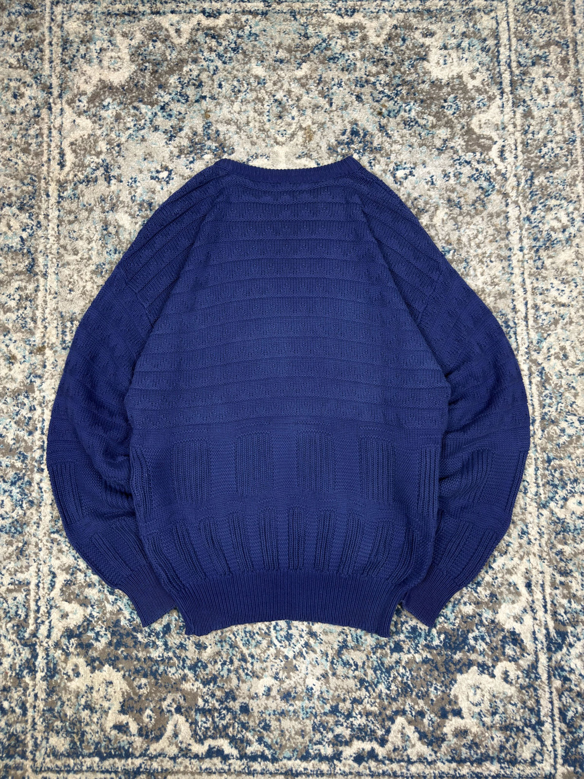 Vintage IZOD Textured Stripe Pattern Pullover Knit Sweater Size Large