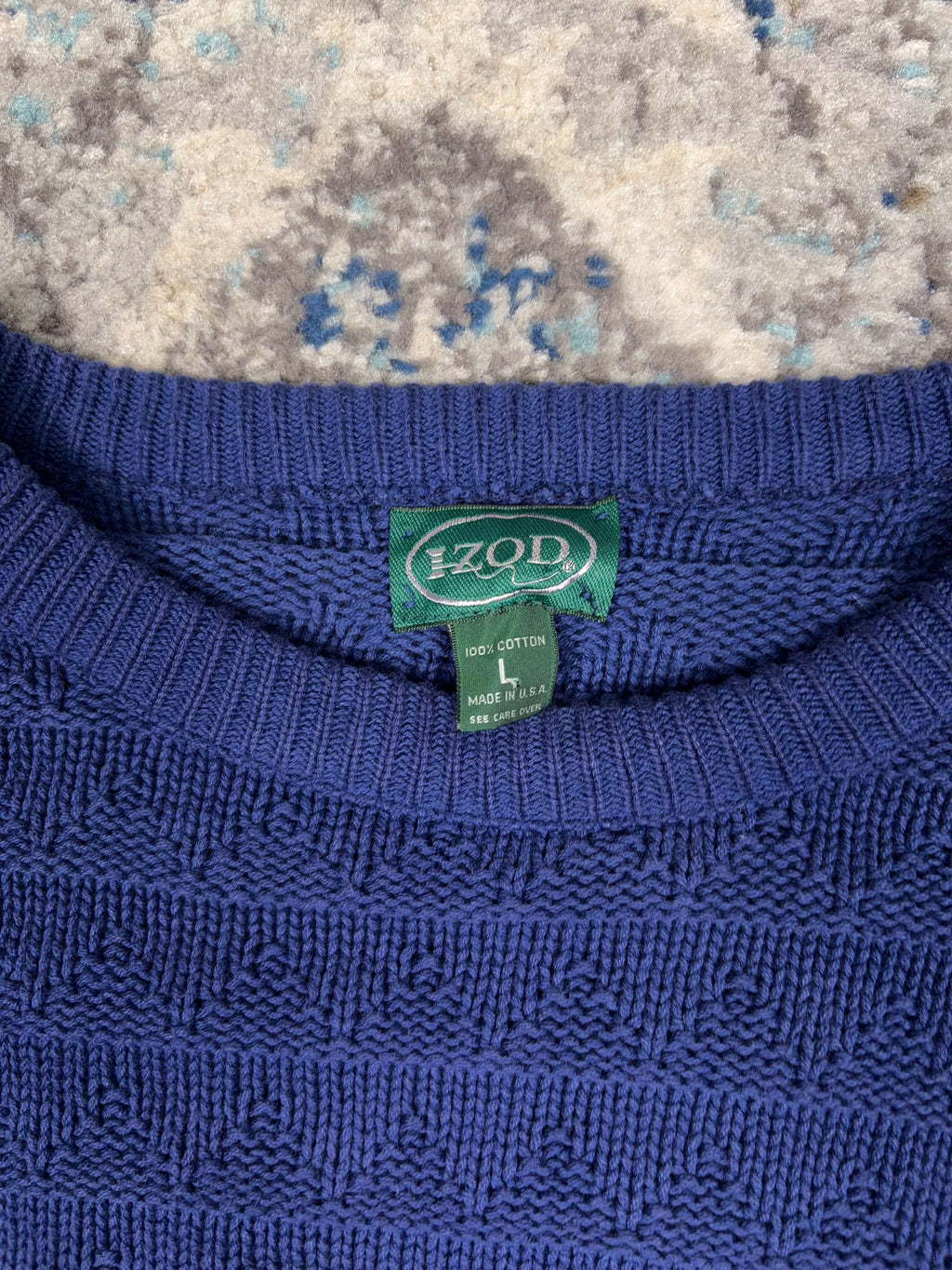 Vintage IZOD Textured Stripe Pattern Pullover Knit Sweater Size Large