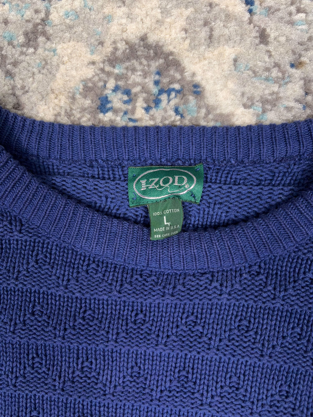 Vintage IZOD Textured Stripe Pattern Pullover Knit Sweater Size Large