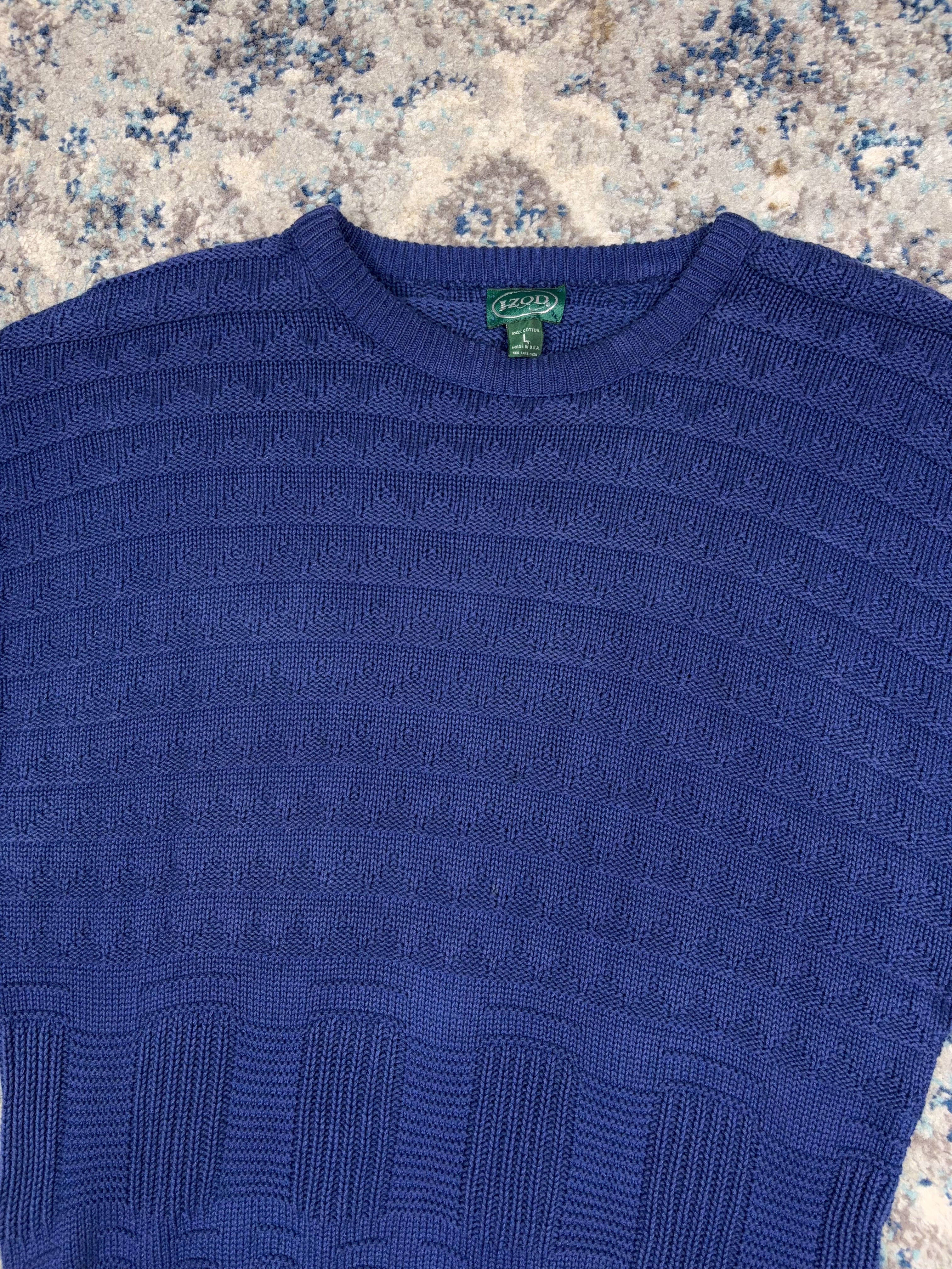 Vintage IZOD Textured Stripe Pattern Pullover Knit Sweater Size Large