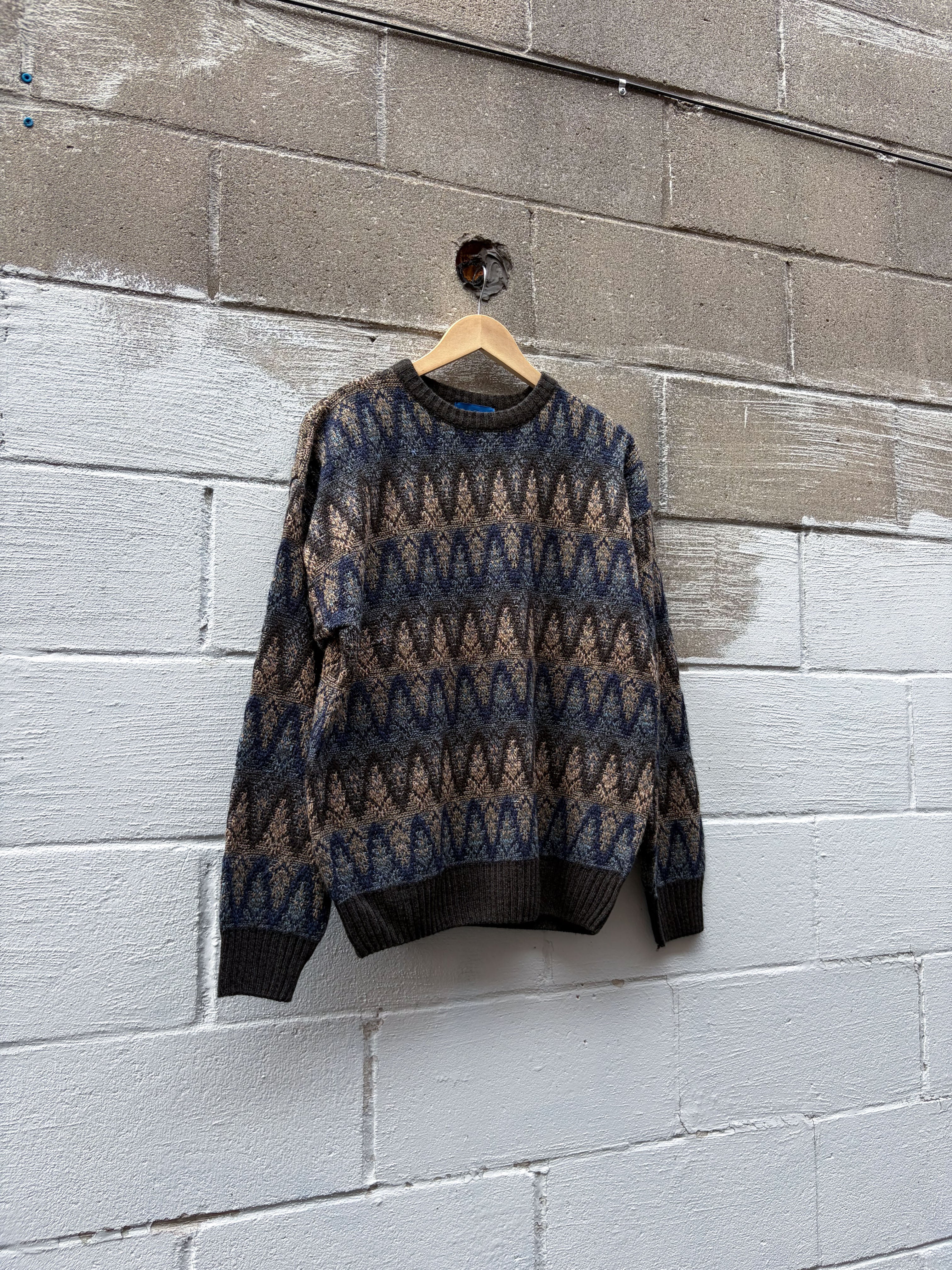 Vintage Towncraft Wave Stripe Pullover Knit Sweater Size Medium