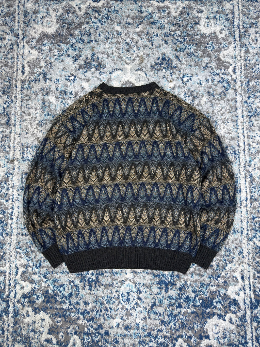 Vintage Towncraft Wave Stripe Pullover Knit Sweater Size Medium
