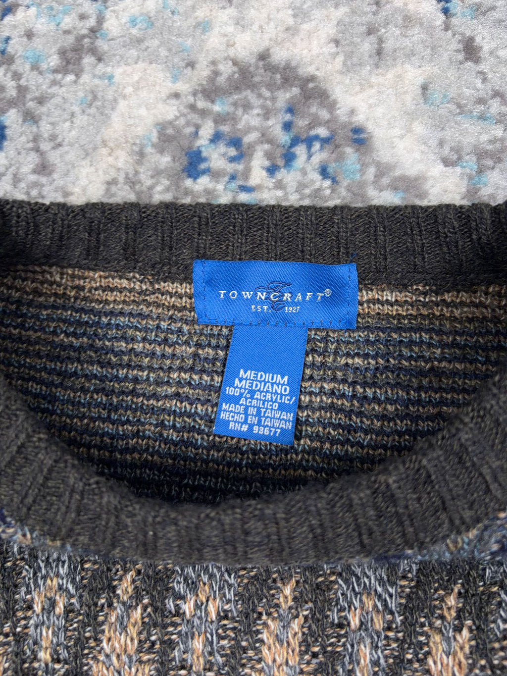 Vintage Towncraft Wave Stripe Pullover Knit Sweater Size Medium