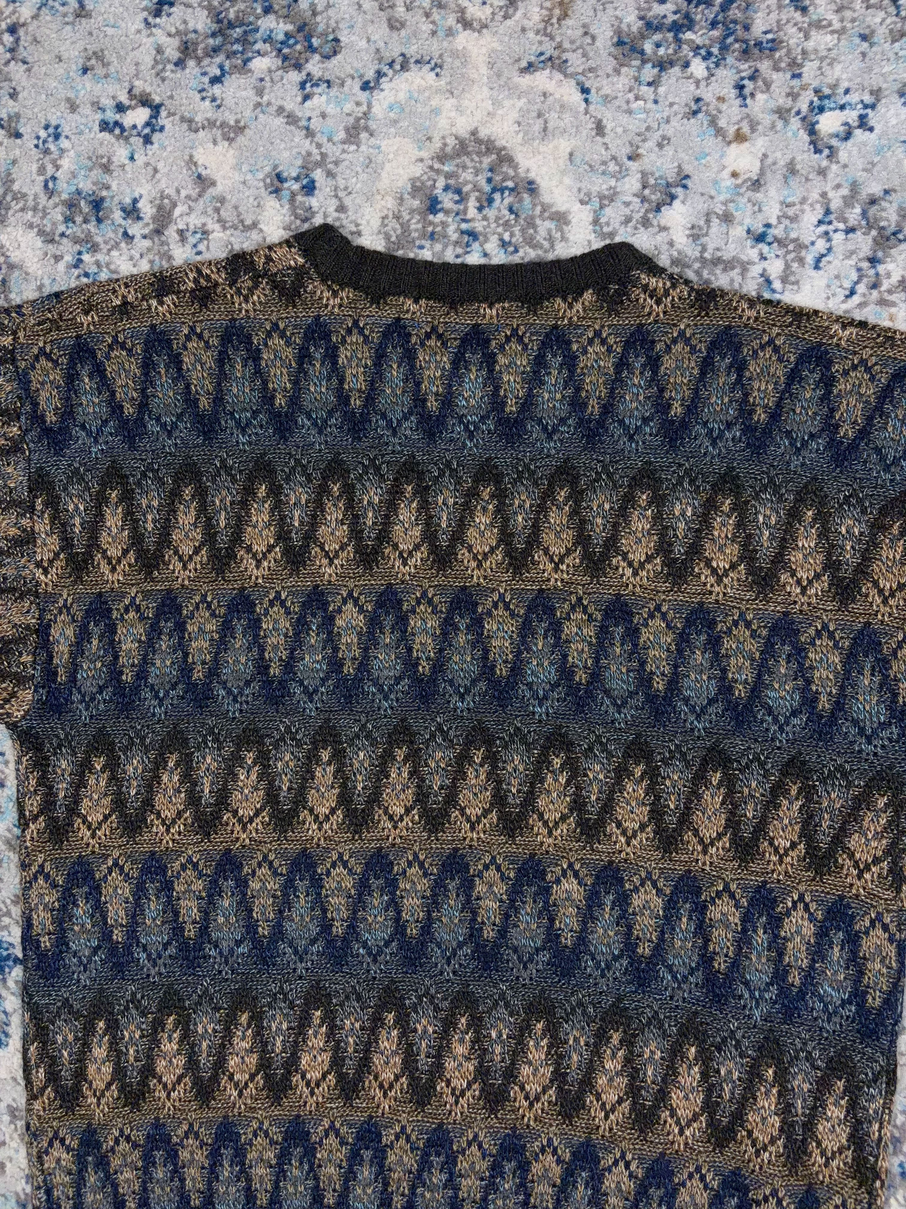 Vintage Towncraft Wave Stripe Pullover Knit Sweater Size Medium