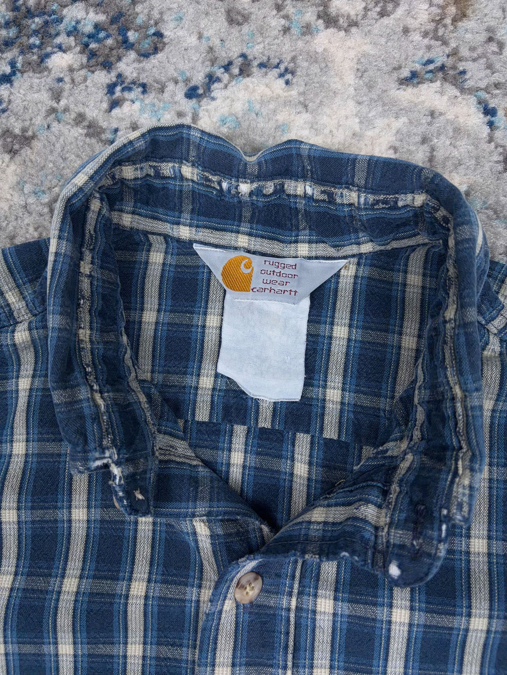 Vintage 90s Carhartt Single Pocket Plaid Workwear Button Up Shirt Size LT