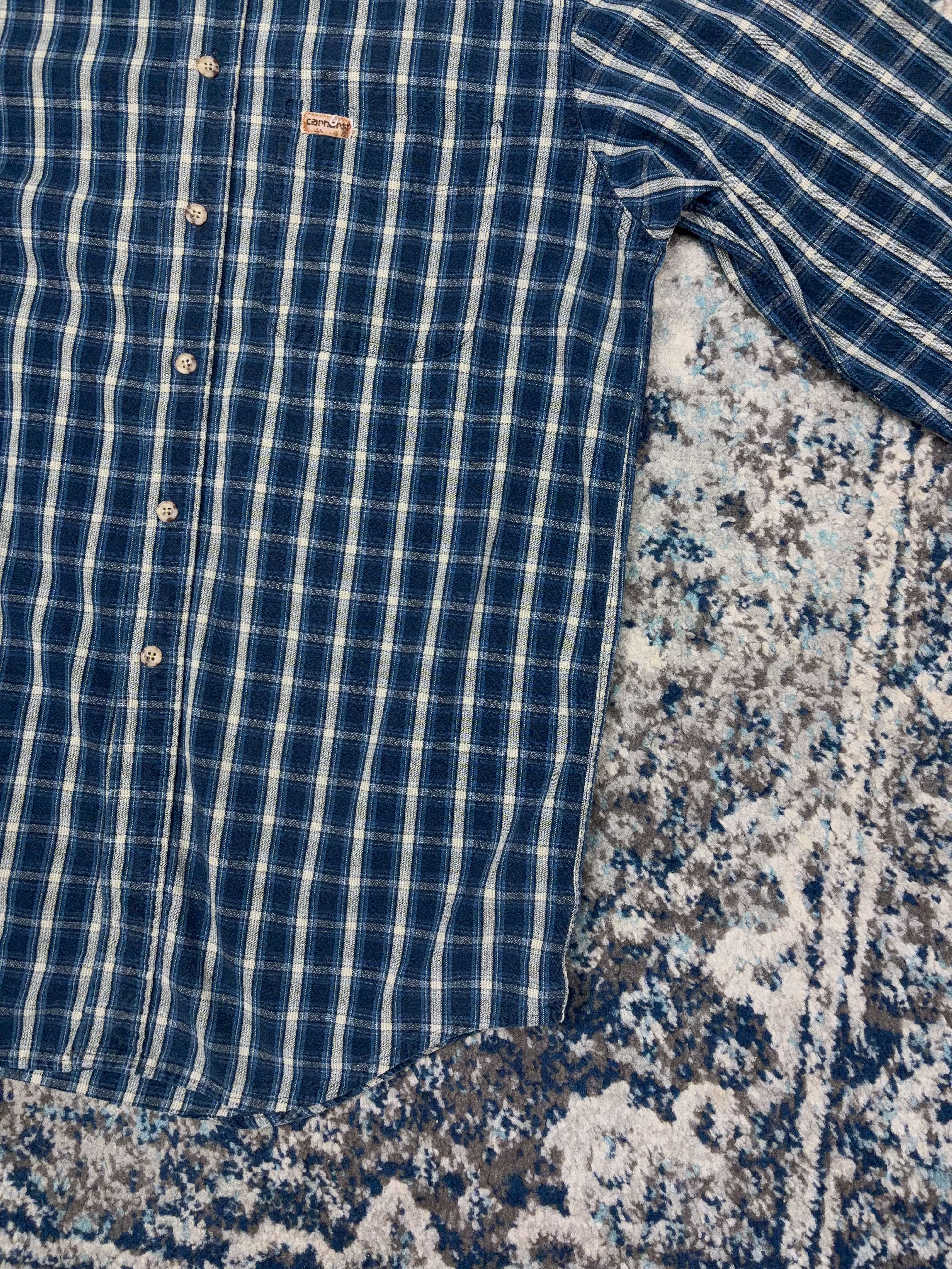 Vintage 90s Carhartt Single Pocket Plaid Workwear Button Up Shirt Size LT