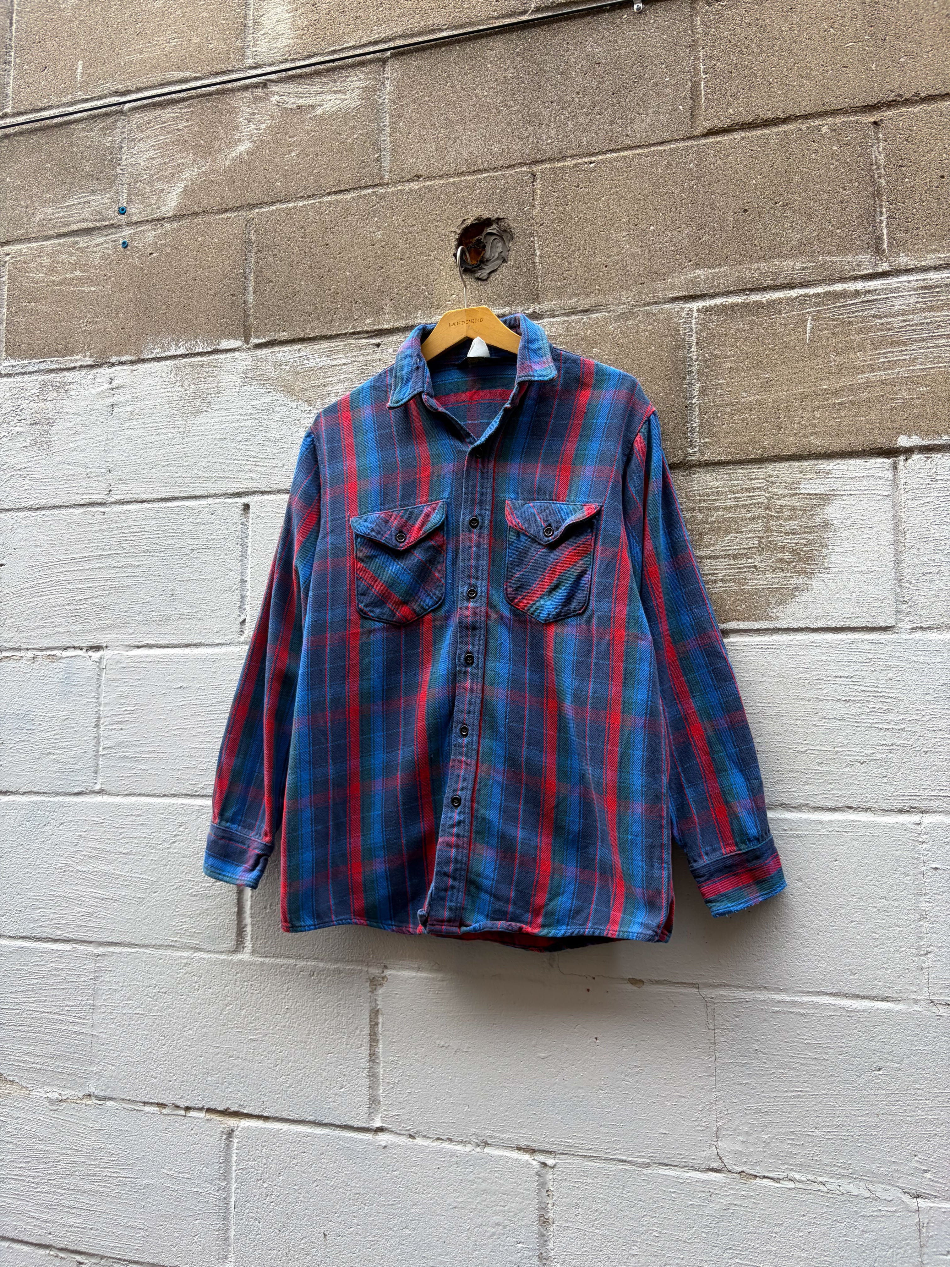 Vintage 80s/90s Osh Kosh Double Pocket Plaid Button Up Shirt Size Large