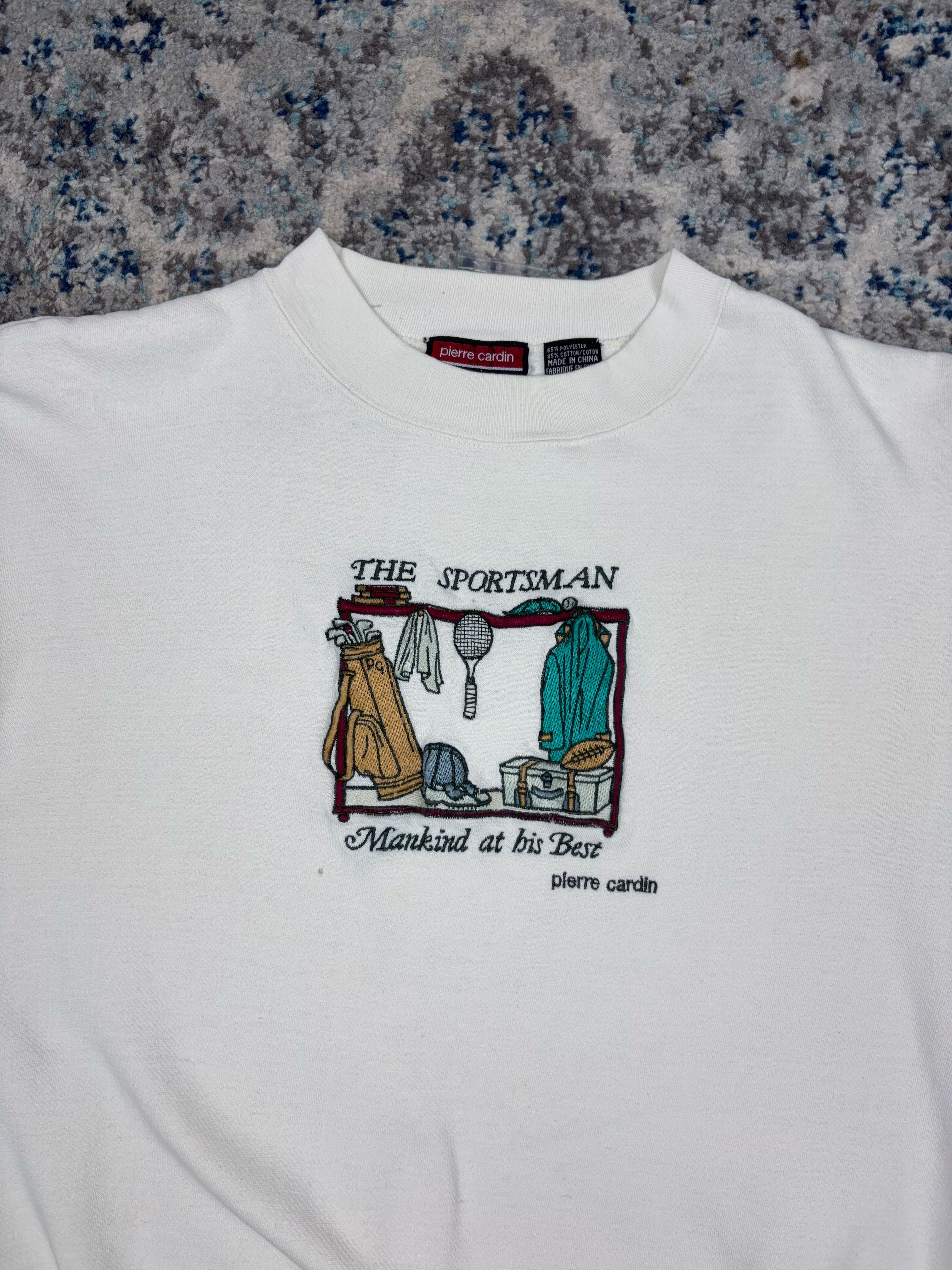 Vintage Pierre Cardin The Sportsman Embroidered Sports Sweatshirt Size XL