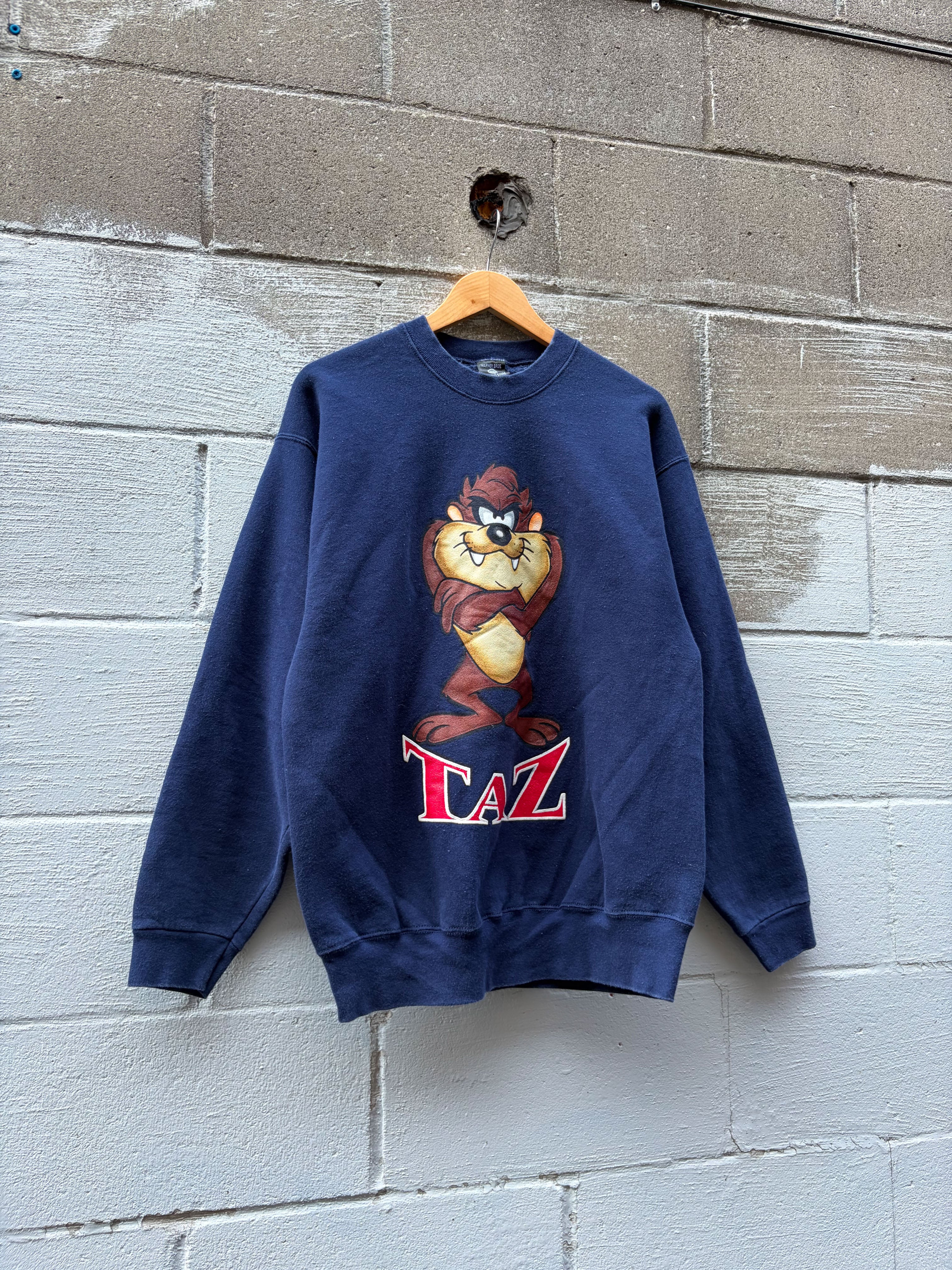 Vintage Looney Tunes Taz Character Graphic Spellout Sweatshirt Size Large