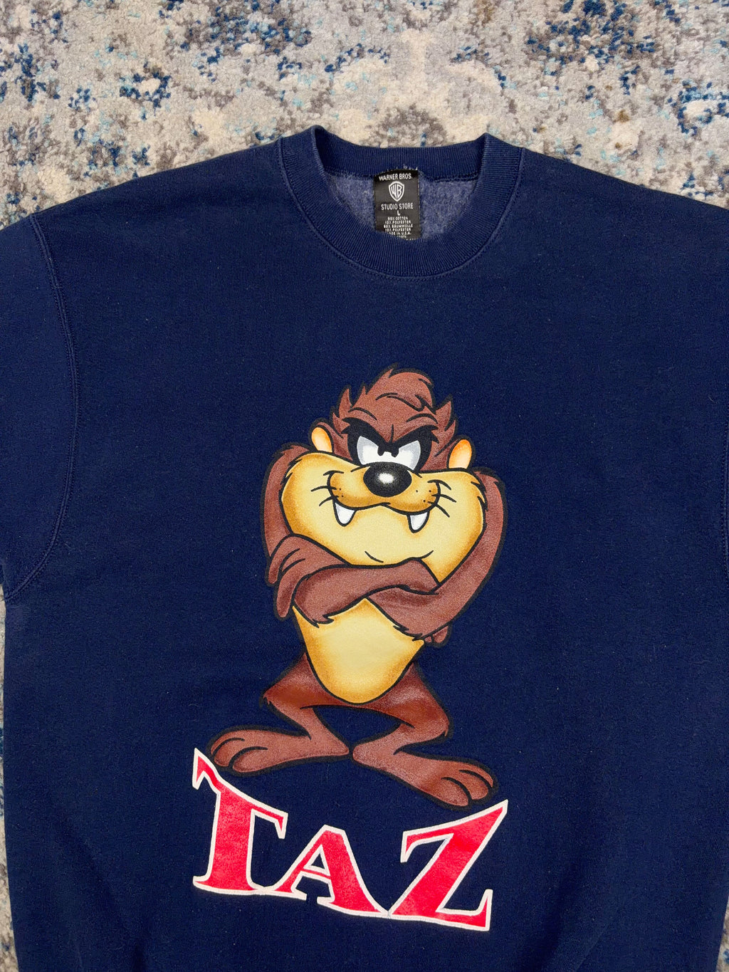 Vintage Looney Tunes Taz Character Graphic Spellout Sweatshirt Size Large