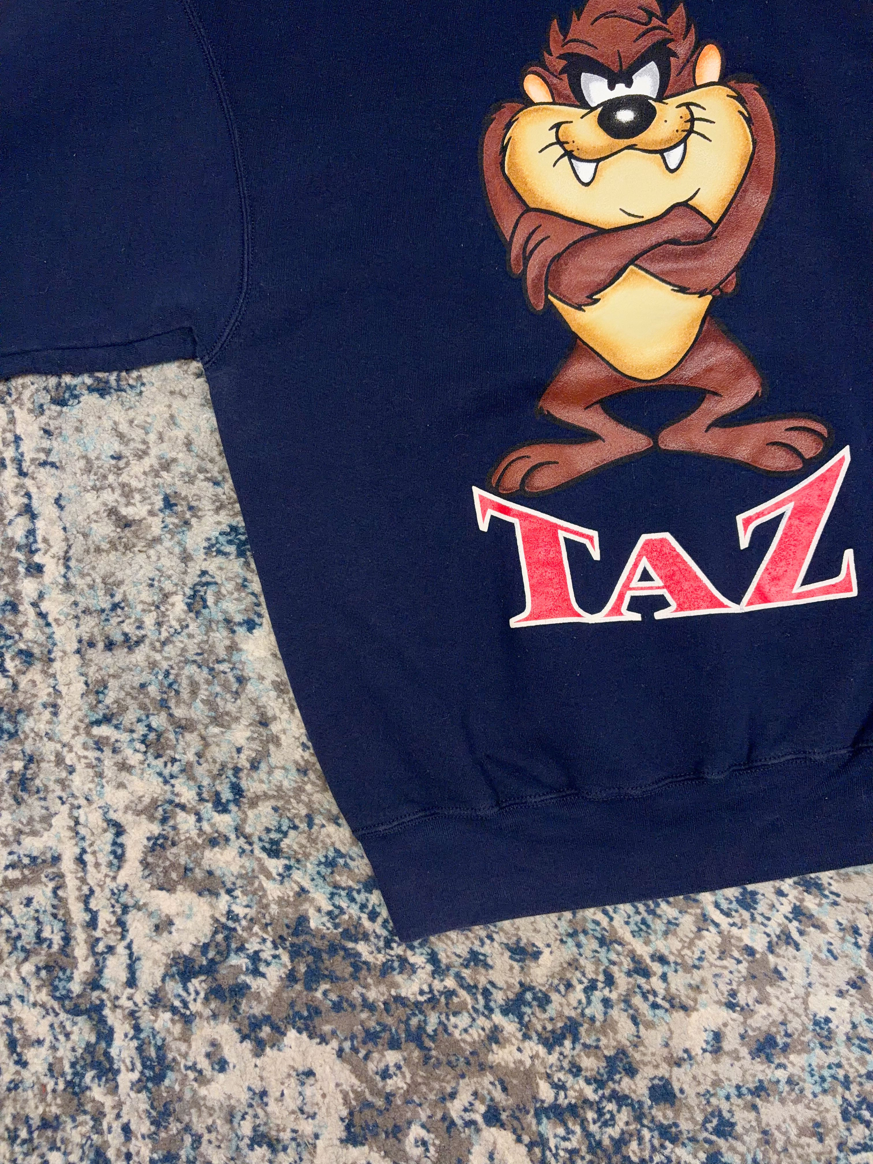 Vintage Looney Tunes Taz Character Graphic Spellout Sweatshirt Size Large
