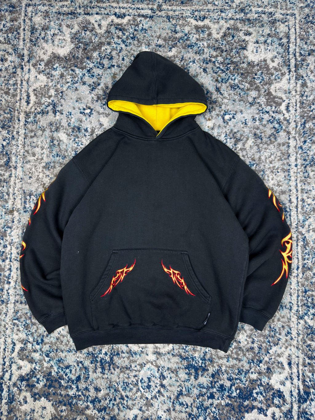 Vintage Y2K Silver Point Embroidered Tribal Hooded Sweatshirt Size XL