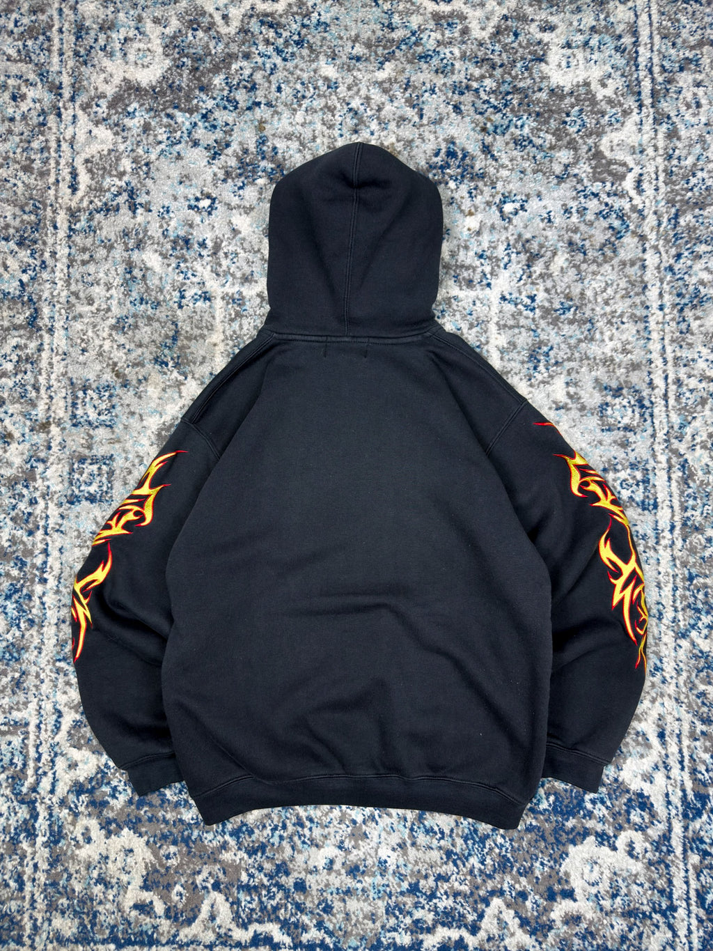 Vintage Y2K Silver Point Embroidered Tribal Hooded Sweatshirt Size XL