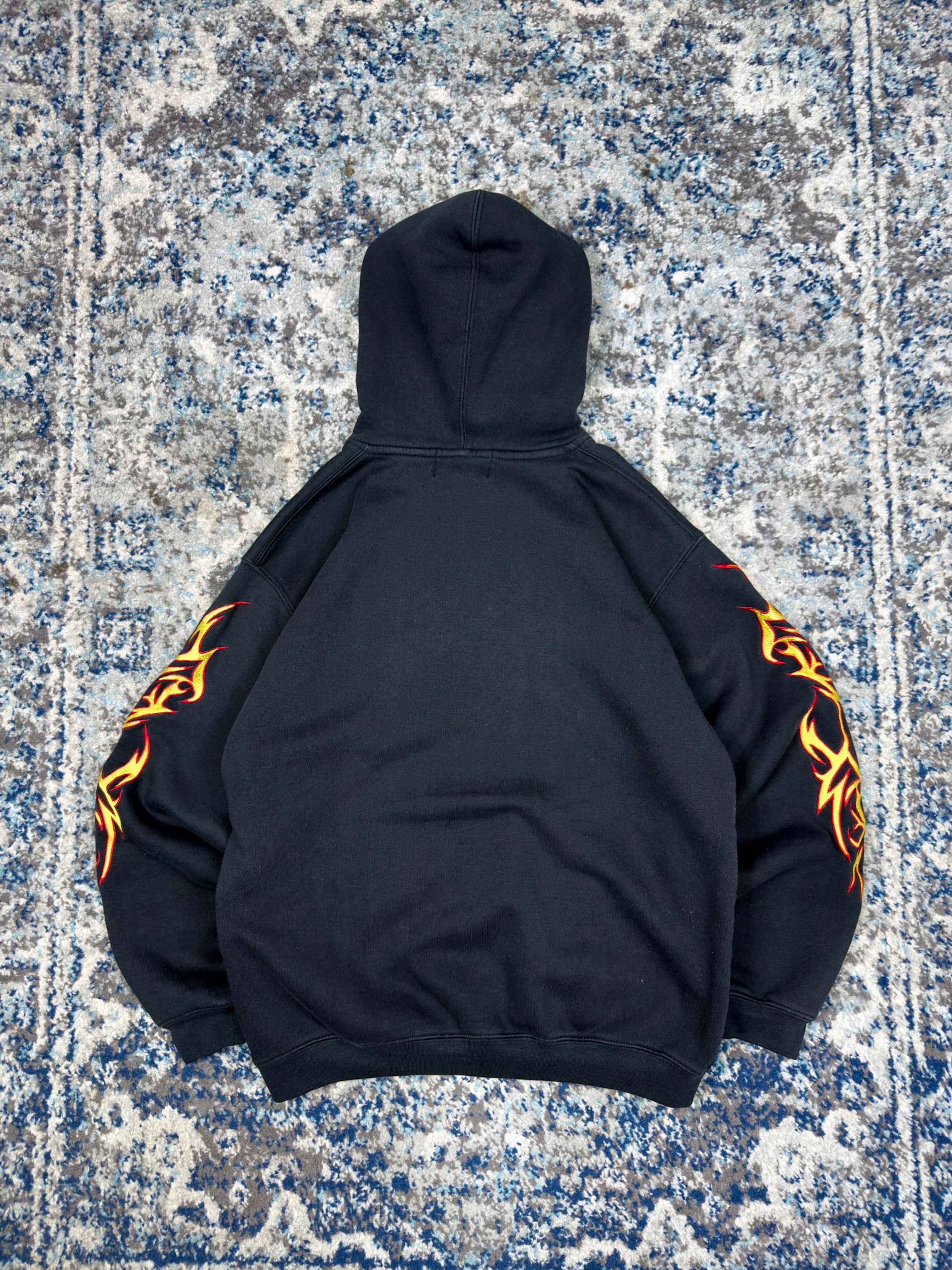 Vintage Y2K Silver Point Embroidered Tribal Hooded Sweatshirt Size XL