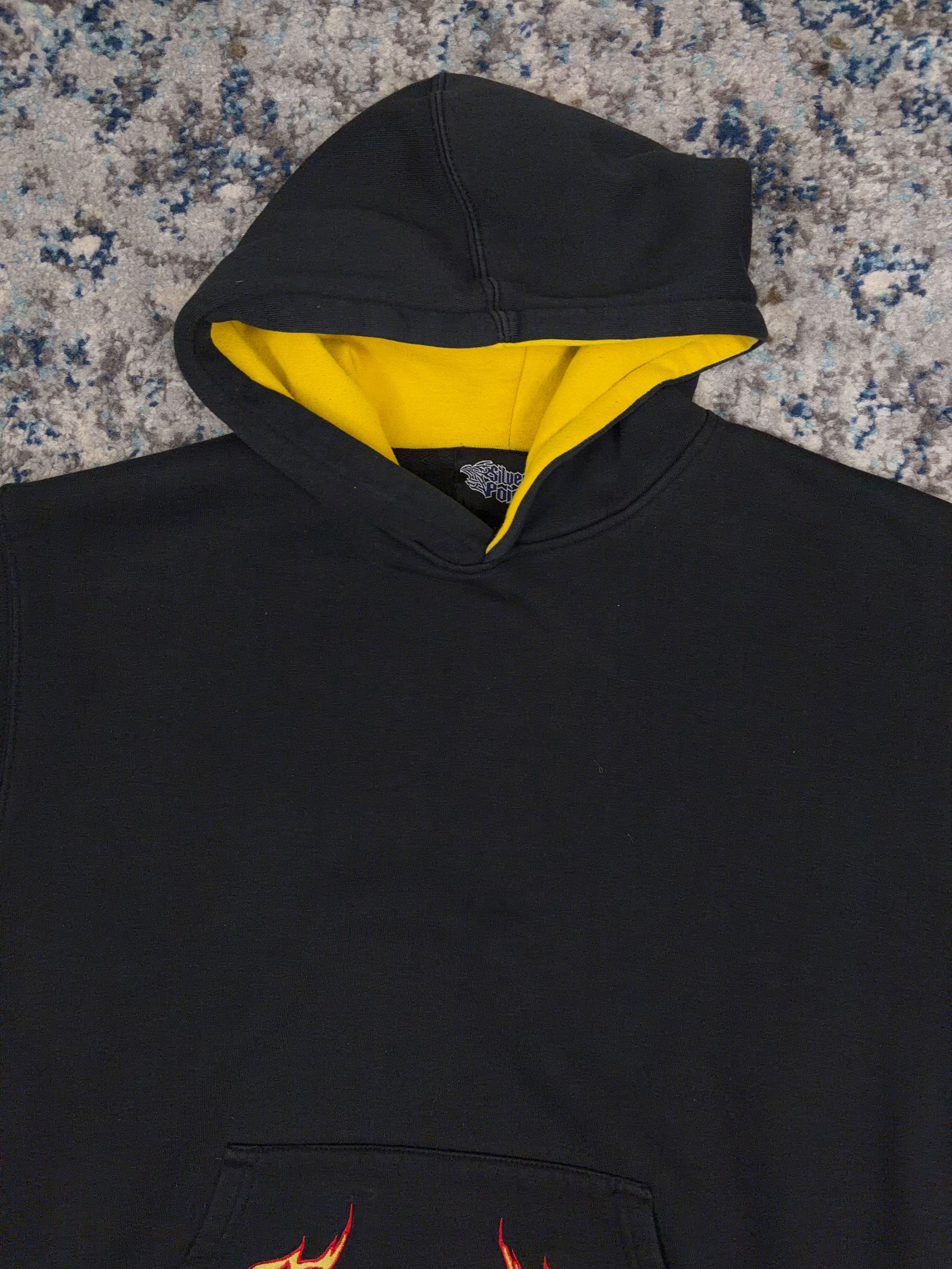 Vintage Y2K Silver Point Embroidered Tribal Hooded Sweatshirt Size XL