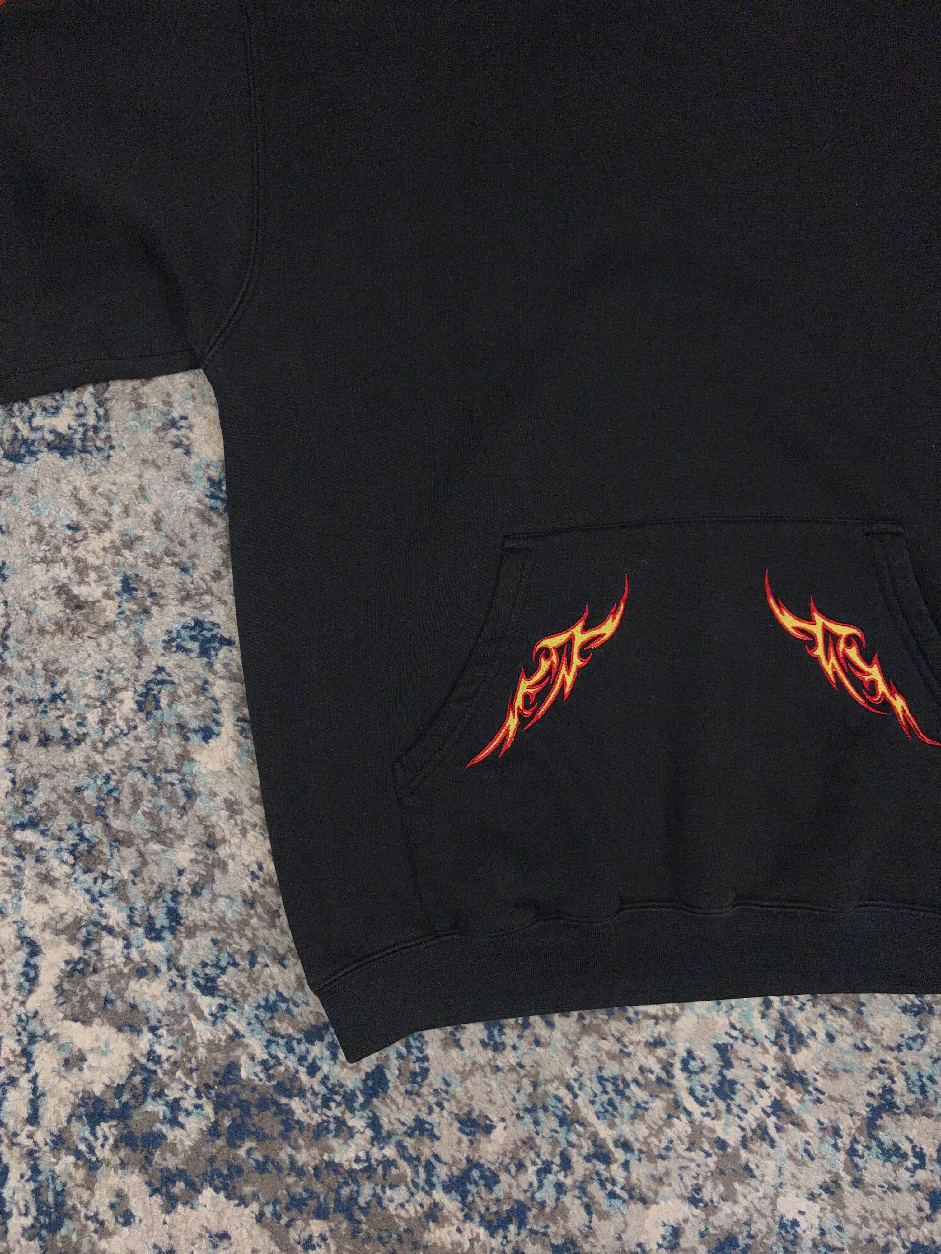 Vintage Y2K Silver Point Embroidered Tribal Hooded Sweatshirt Size XL