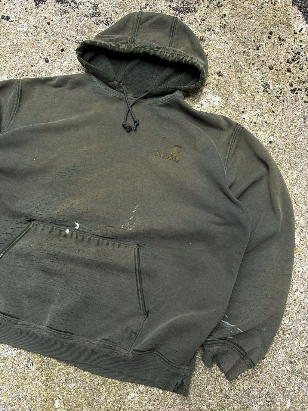 Vintage 90s Carhartt Embroidered Tonal Logo Hooded Sweatshirt Size 2XL