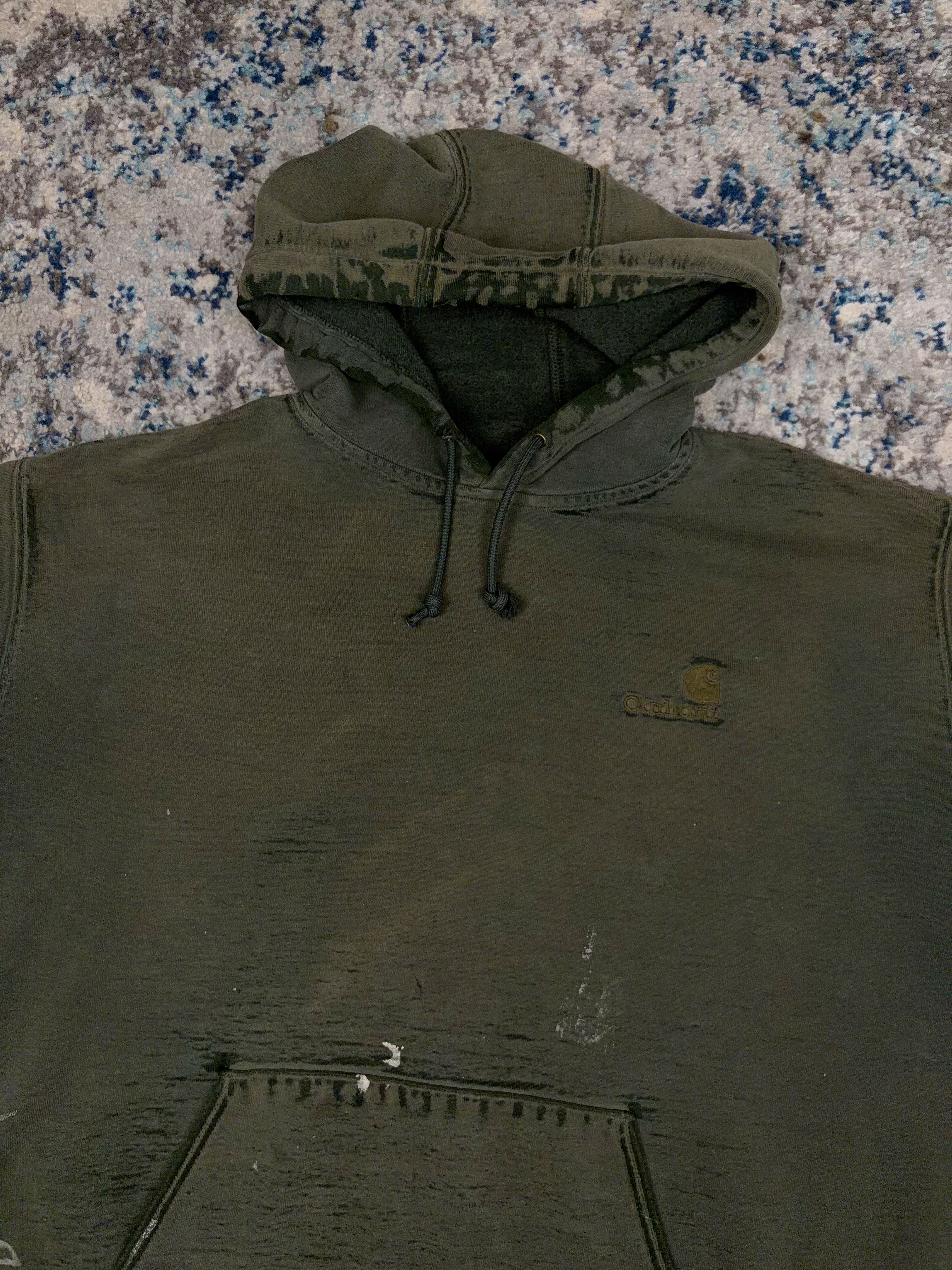 Vintage 90s Carhartt Embroidered Tonal Logo Hooded Sweatshirt Size 2XL