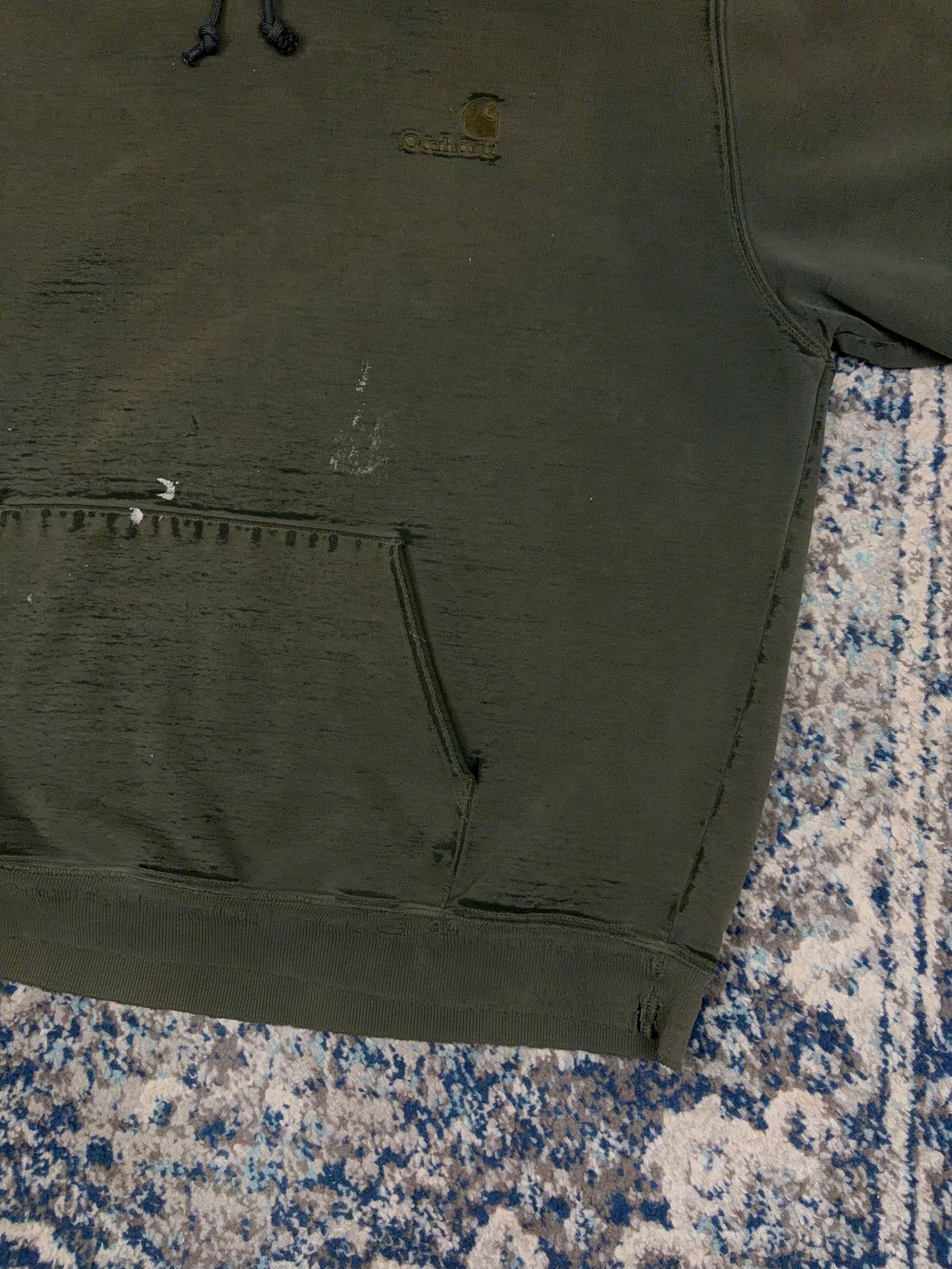 Vintage 90s Carhartt Embroidered Tonal Logo Hooded Sweatshirt Size 2XL