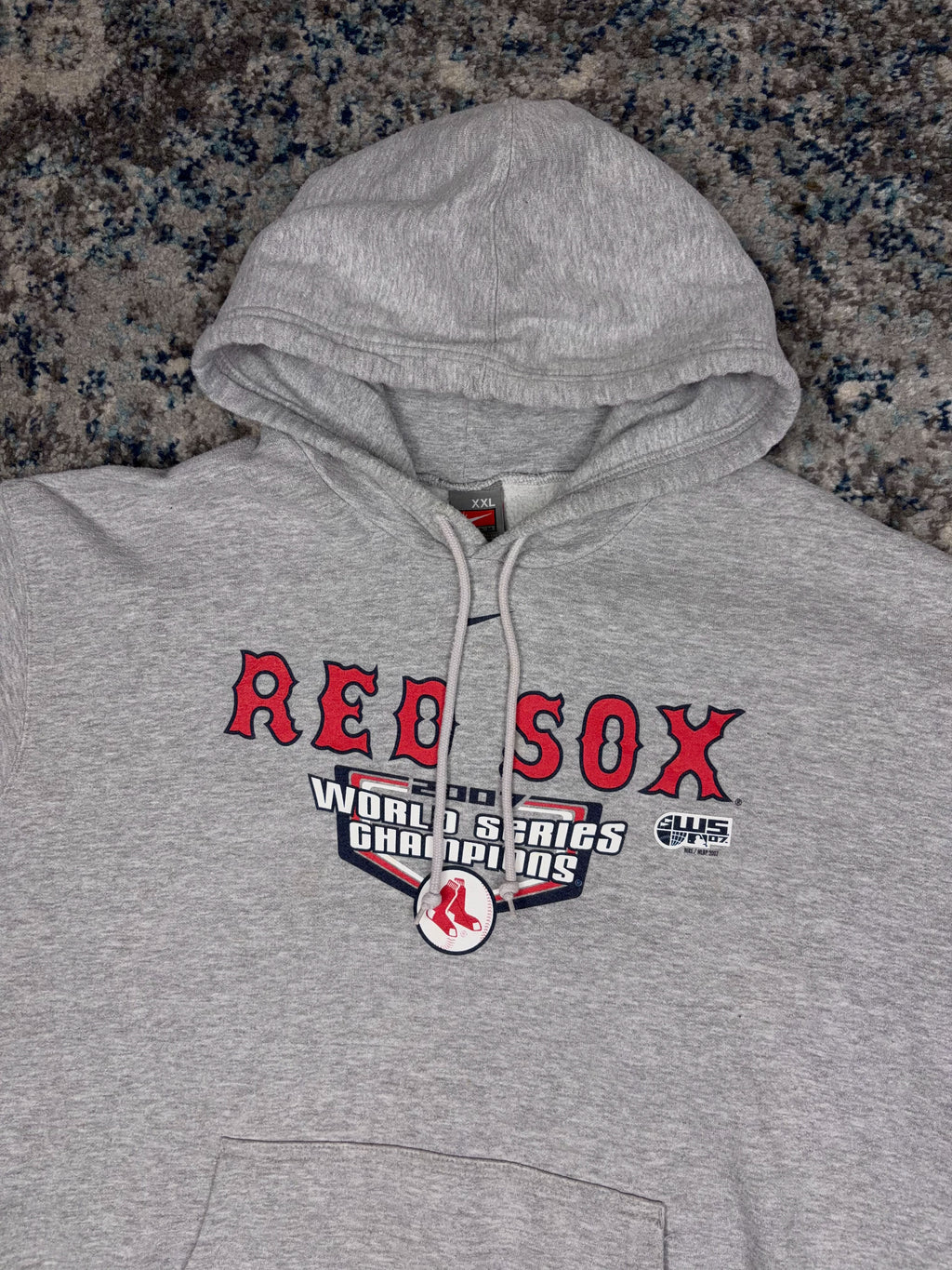 2007 Boston Red Sox MLB Nike Middle Swoosh Hooded Sweatshirt Size 2XL