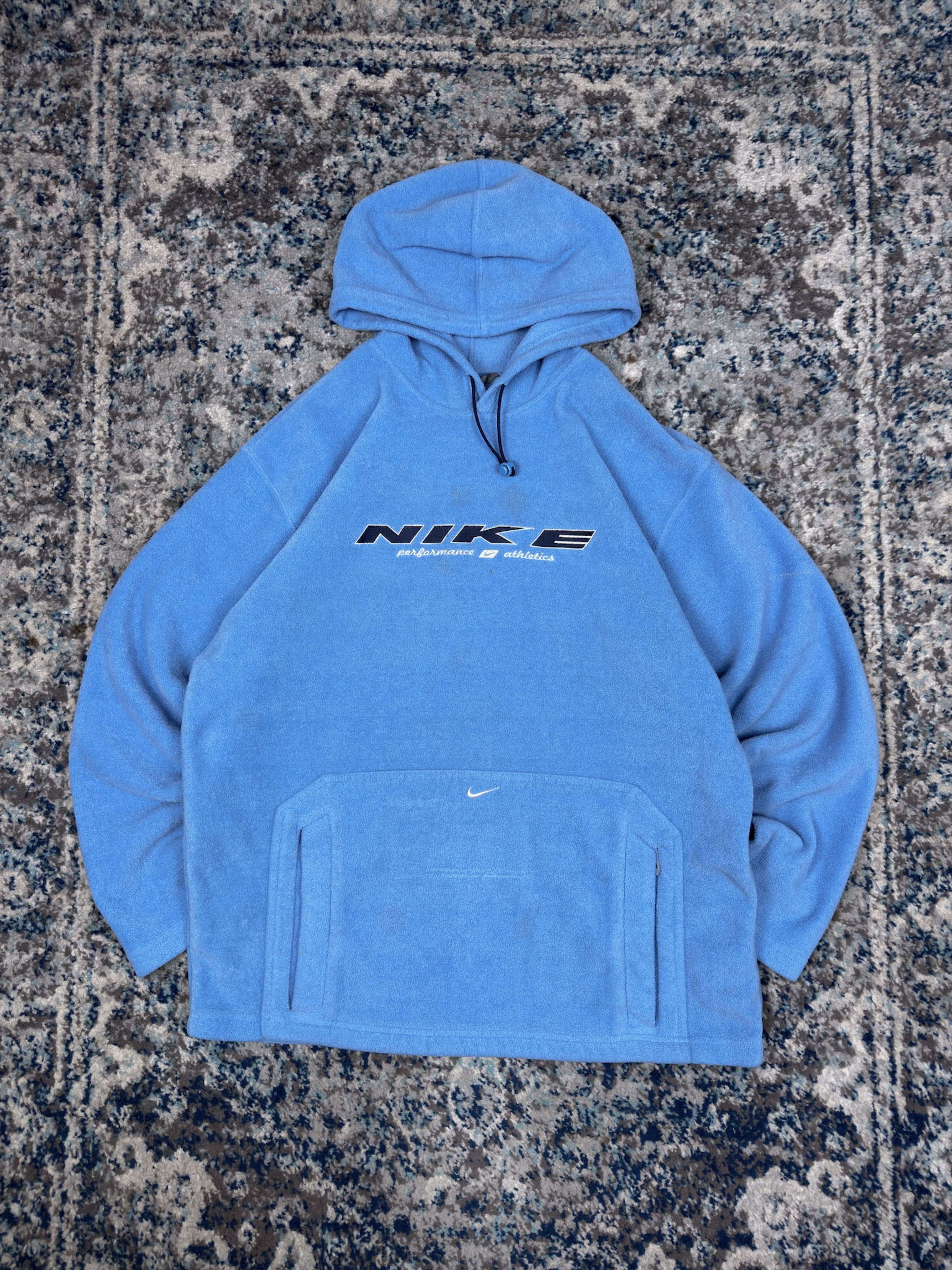 Vintage Nike Embroidered Logo Hooded Fleece Sweatshirt Size Medium