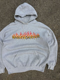 Harley Davidson Flame Spellout Graphic Hooded Sweatshirt Size Large