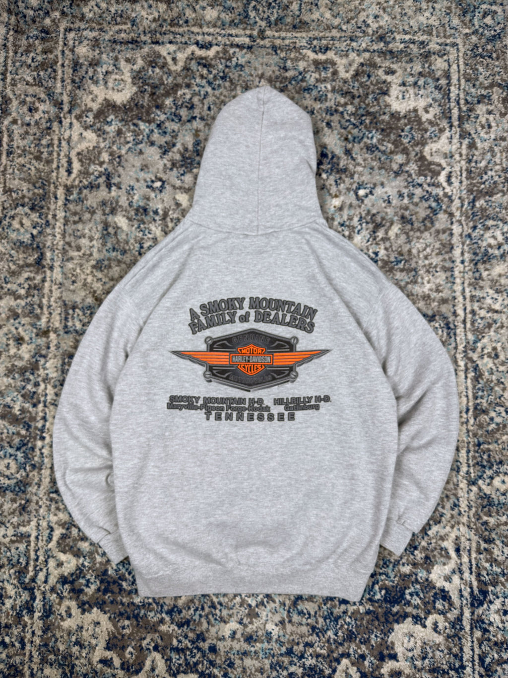 Harley Davidson Flame Spellout Graphic Hooded Sweatshirt Size Large