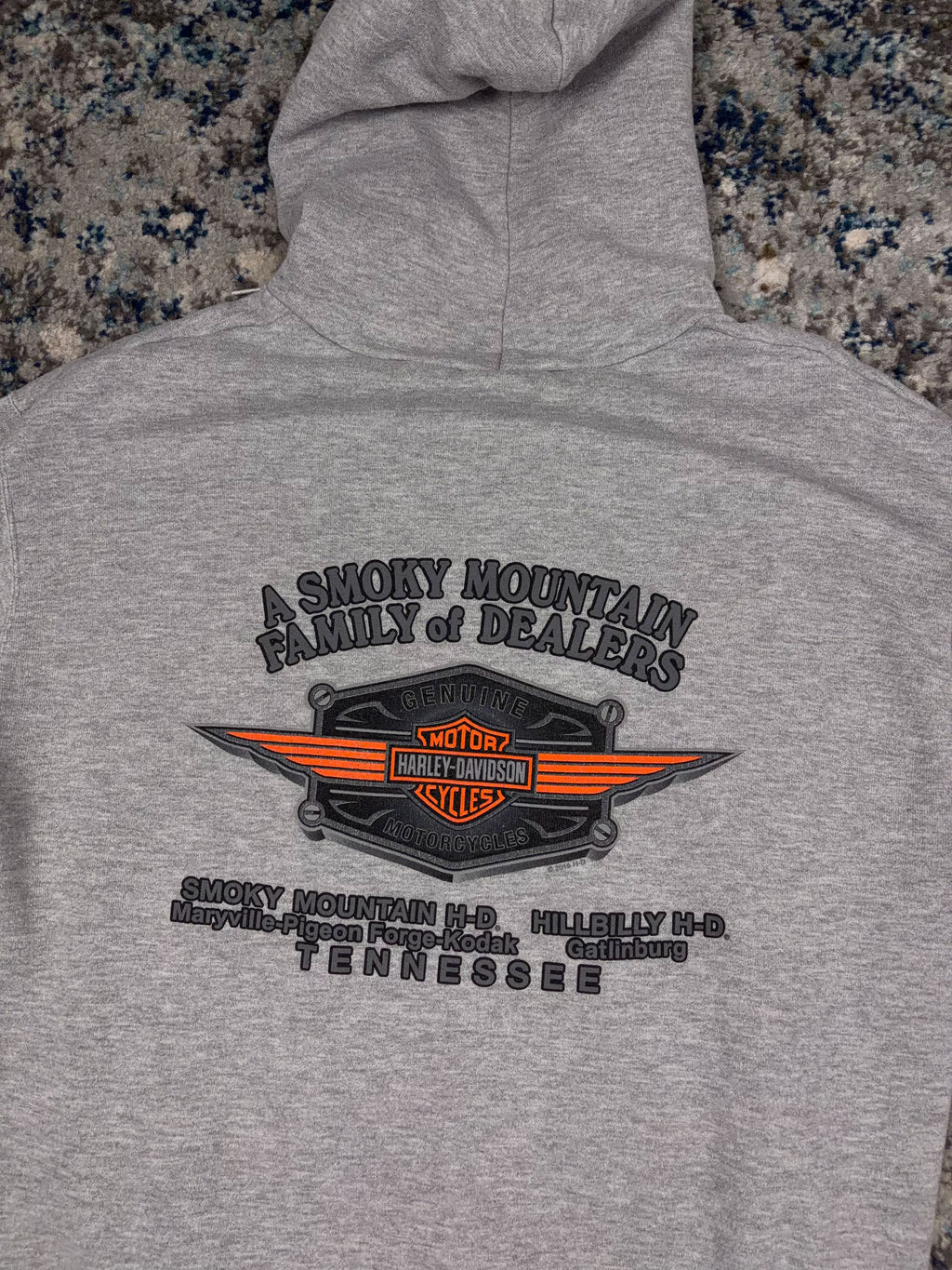 Harley Davidson Flame Spellout Graphic Hooded Sweatshirt Size Large