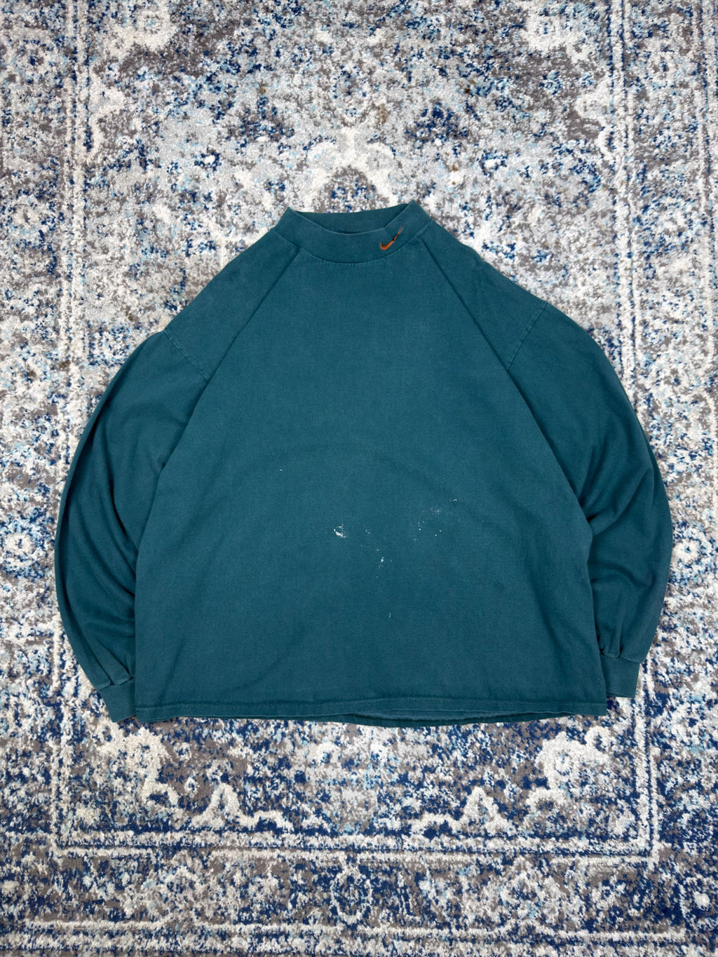 Vintage 90s Nike Embroidered Mini Swoosh Mock Neck Long SleeveT-Shirt Size
