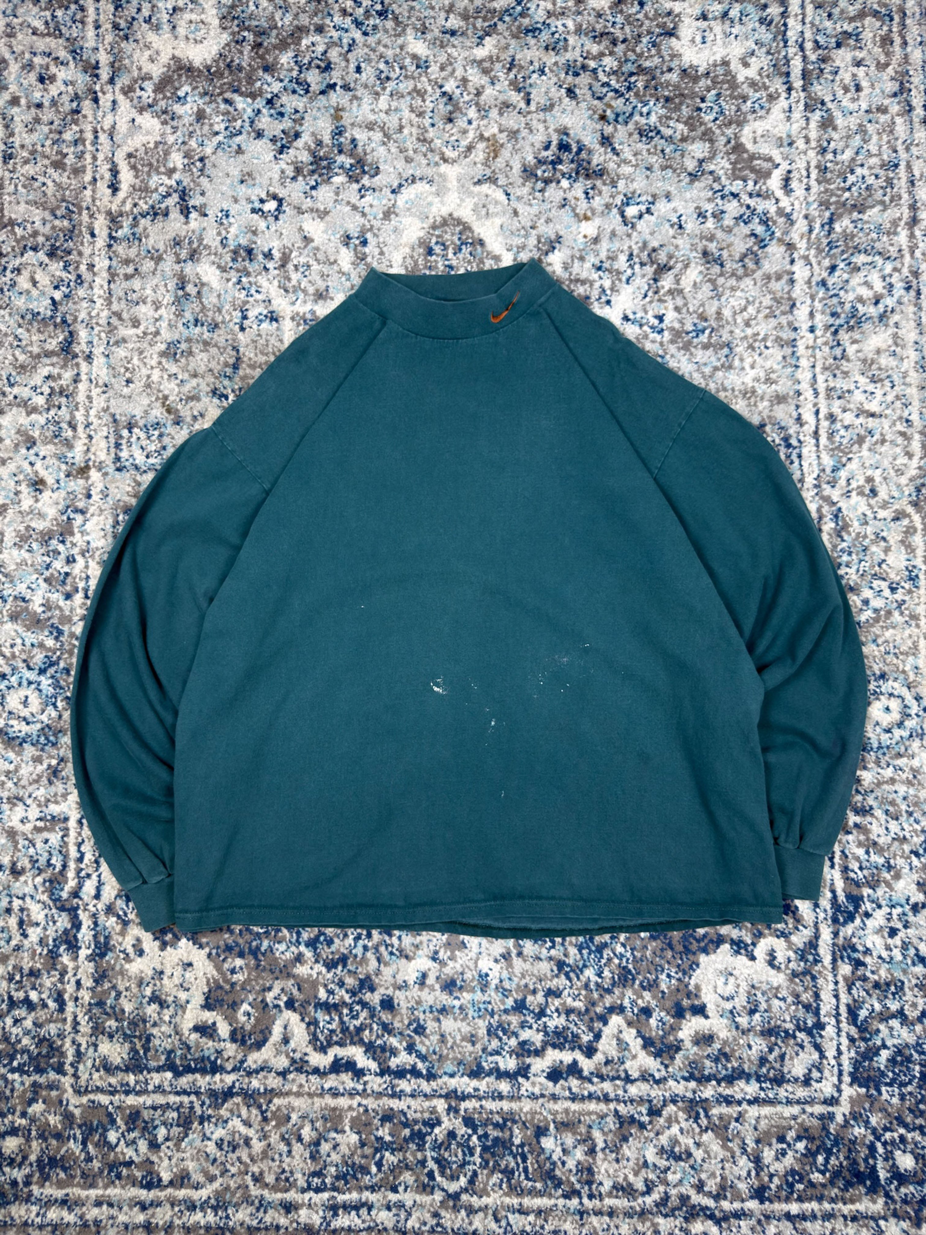 Vintage 90s Nike Embroidered Mini Swoosh Mock Neck Long SleeveT-Shirt Size