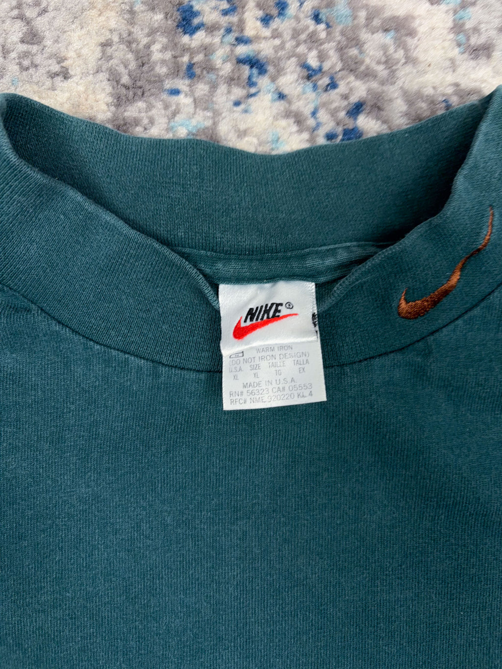 Vintage 90s Nike Embroidered Mini Swoosh Mock Neck Long SleeveT-Shirt Size