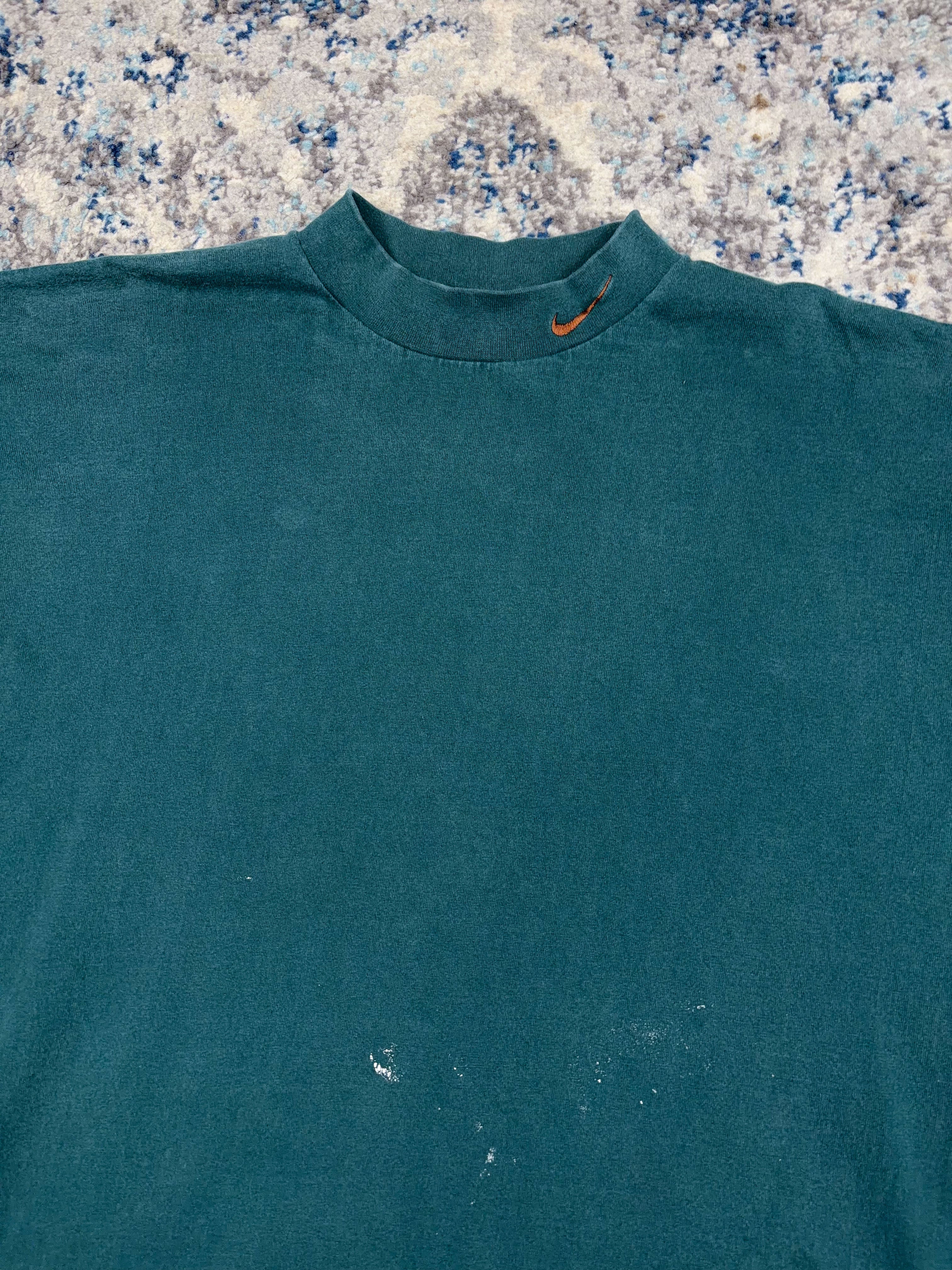 Vintage 90s Nike Embroidered Mini Swoosh Mock Neck Long SleeveT-Shirt Size