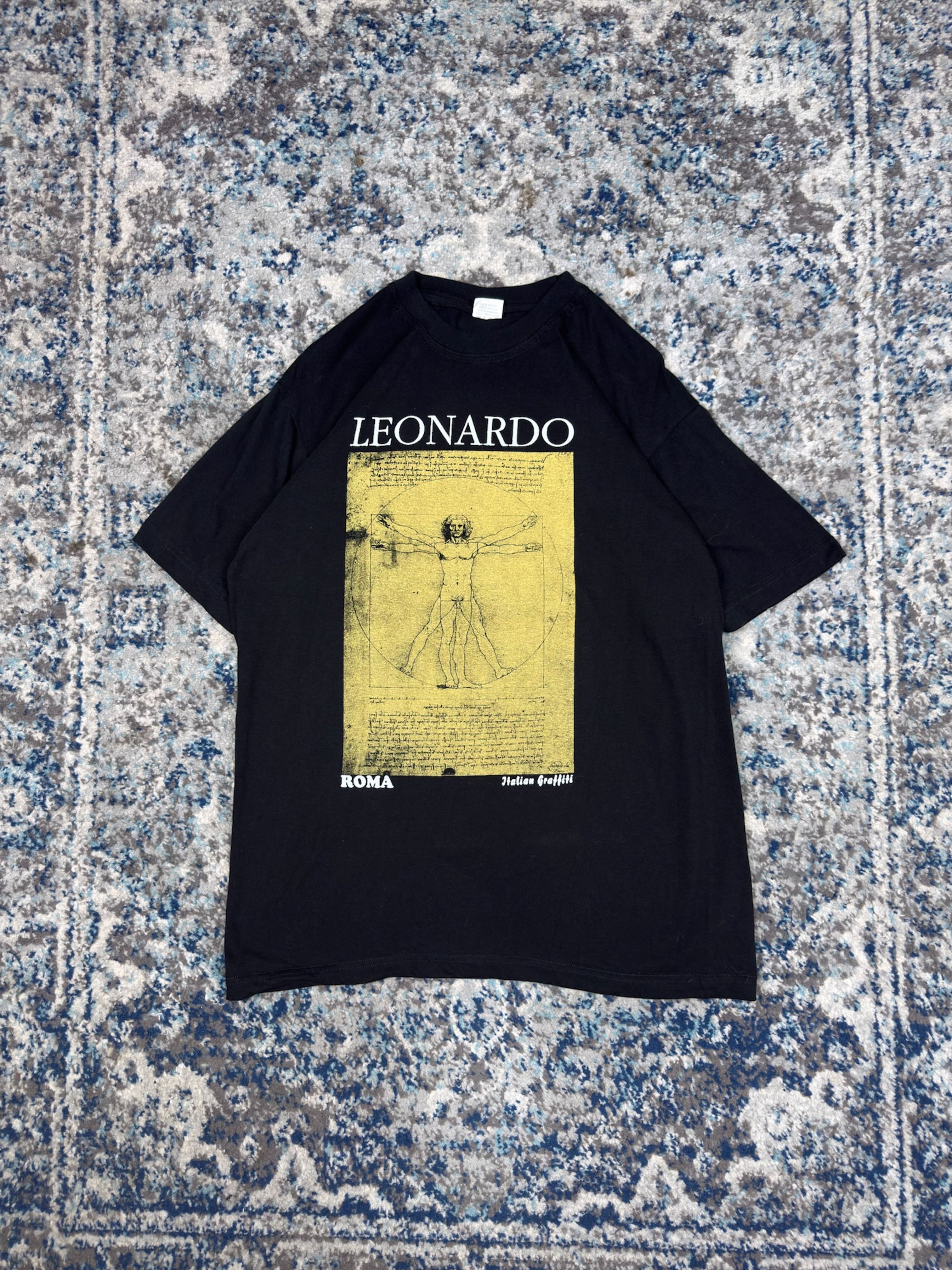 Vintage Leonardo DaVinci Vitruvian Man Art Graphic T-Shirt Size Large