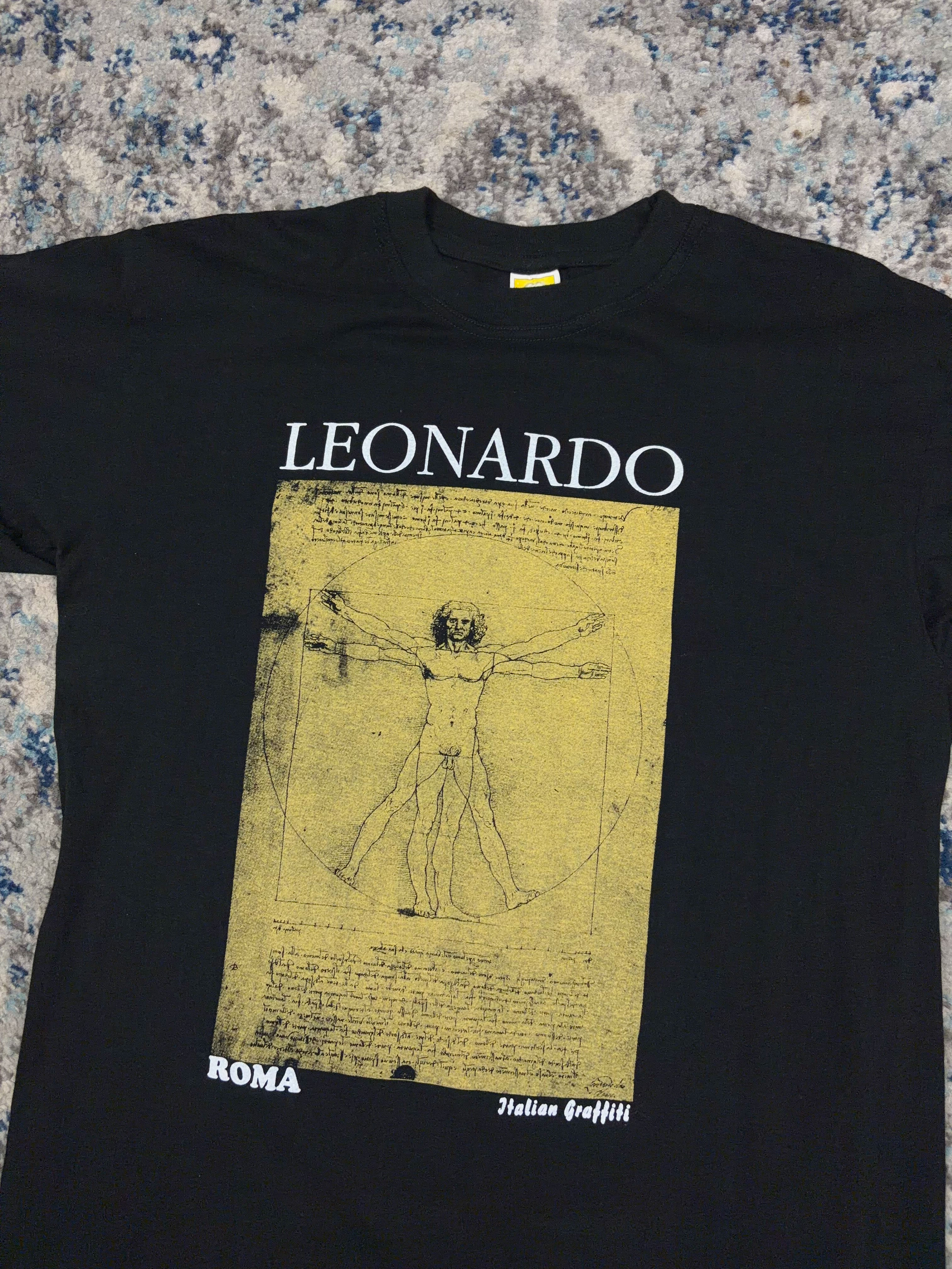 Vintage Leonardo DaVinci Vitruvian Man Art Graphic T-Shirt Size Large