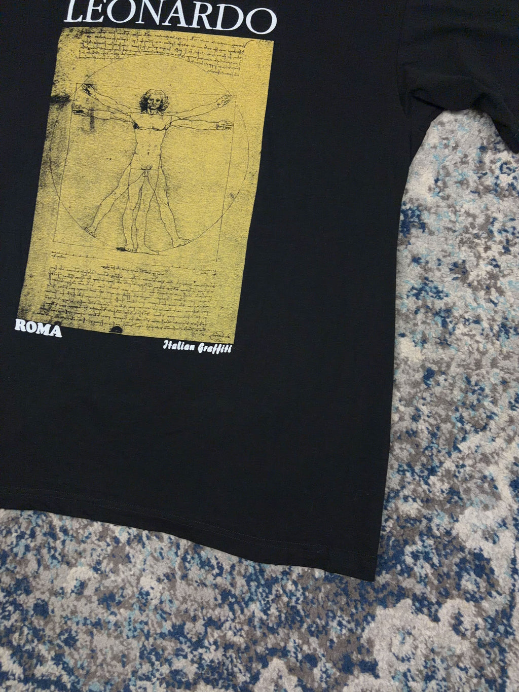 Vintage Leonardo DaVinci Vitruvian Man Art Graphic T-Shirt Size Large