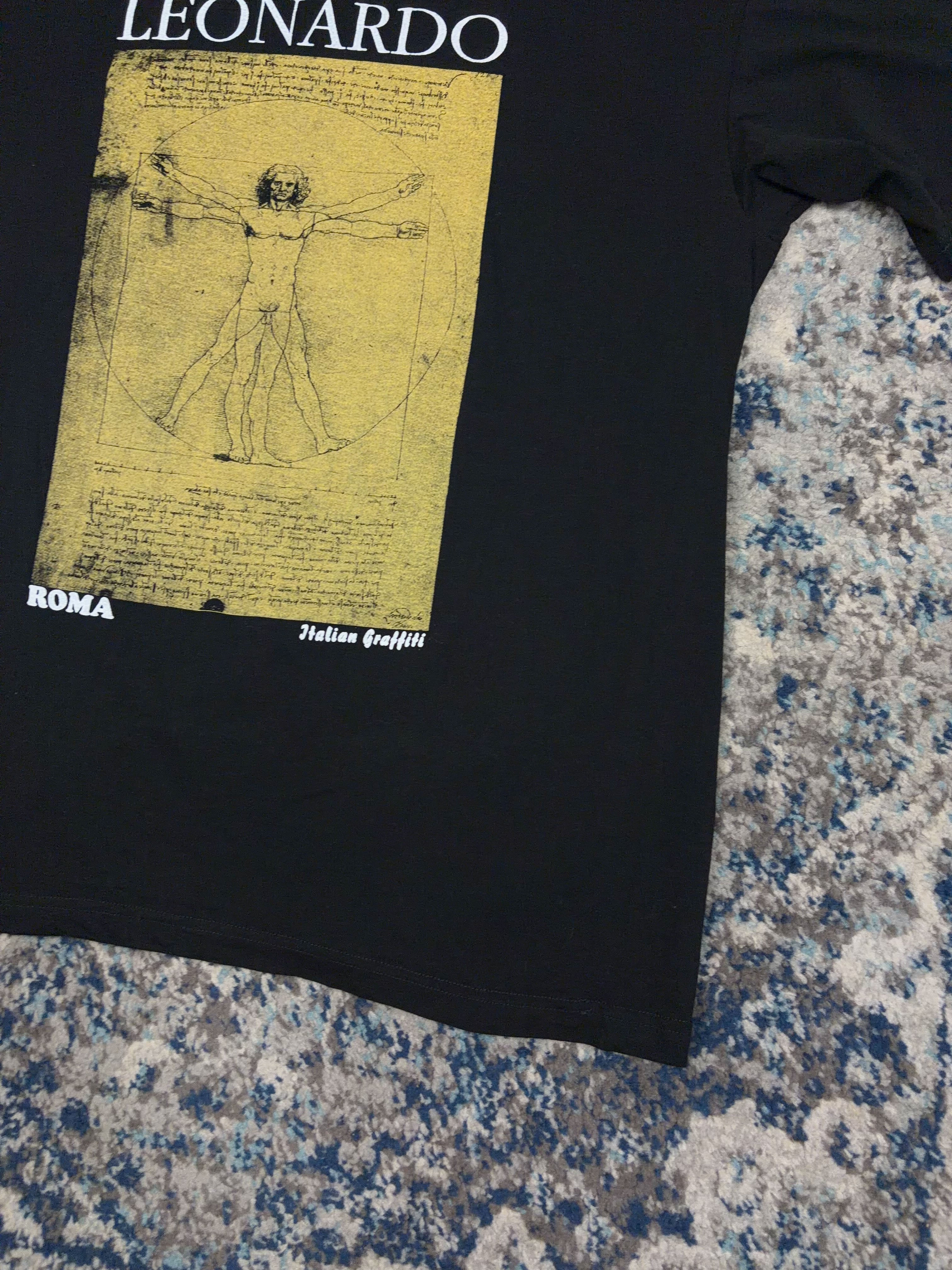 Vintage Leonardo DaVinci Vitruvian Man Art Graphic T-Shirt Size Large