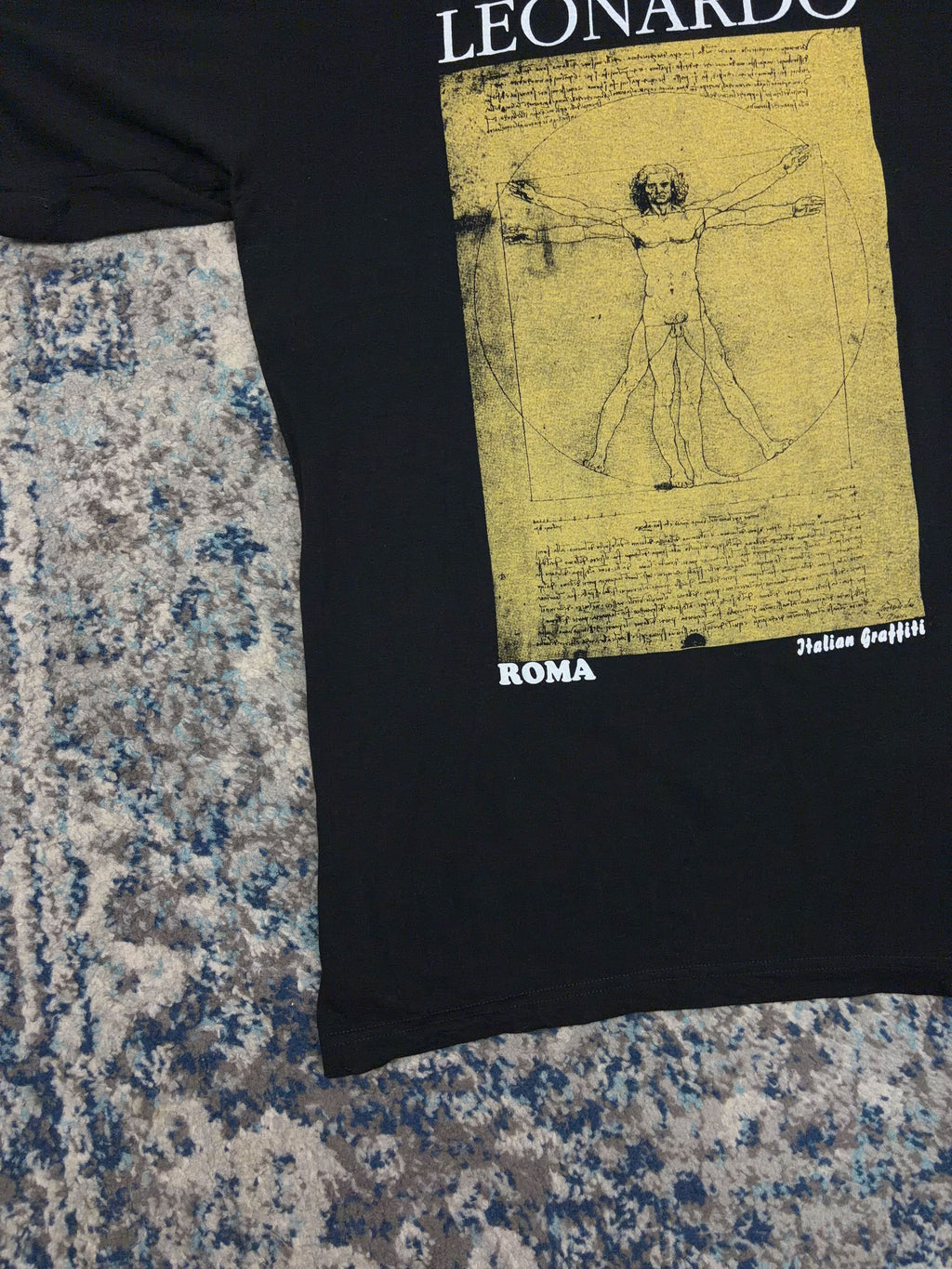 Vintage Leonardo DaVinci Vitruvian Man Art Graphic T-Shirt Size Large