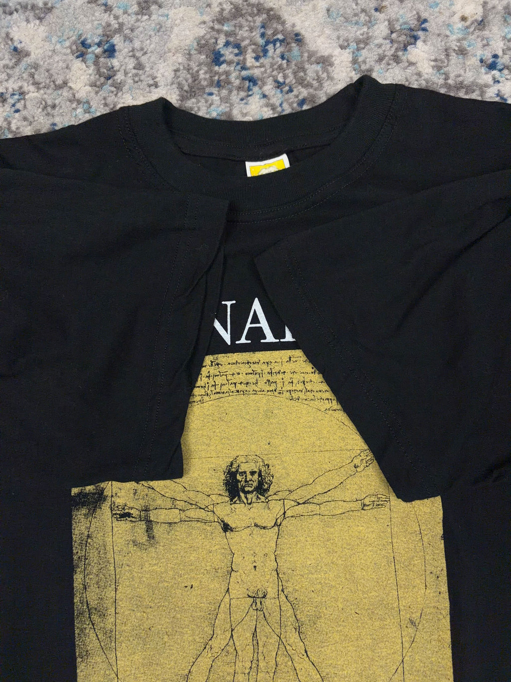Vintage Leonardo DaVinci Vitruvian Man Art Graphic T-Shirt Size Large